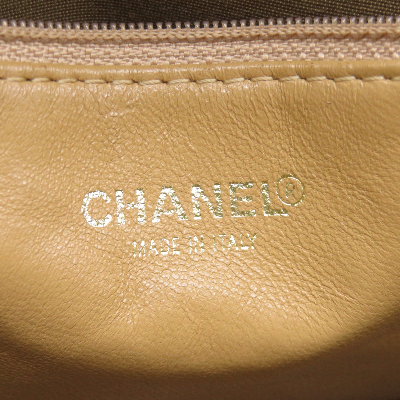 CHANEL 菱格牛皮皮革Shoulder Bag金扣肩背袋米色