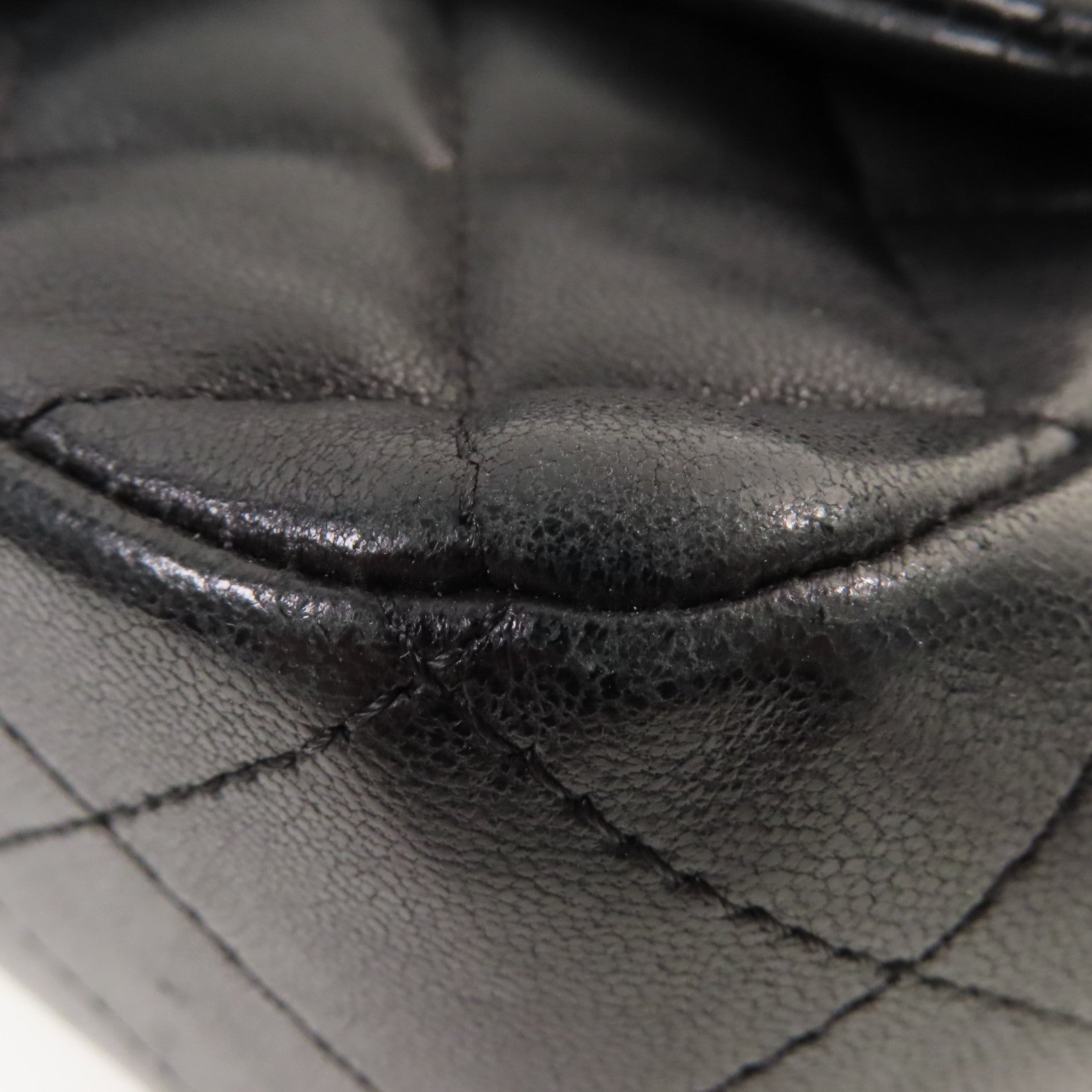 CHANEL 菱格羊皮皮革Chain Shoulder Bag金扣鏈帶肩背袋黑色