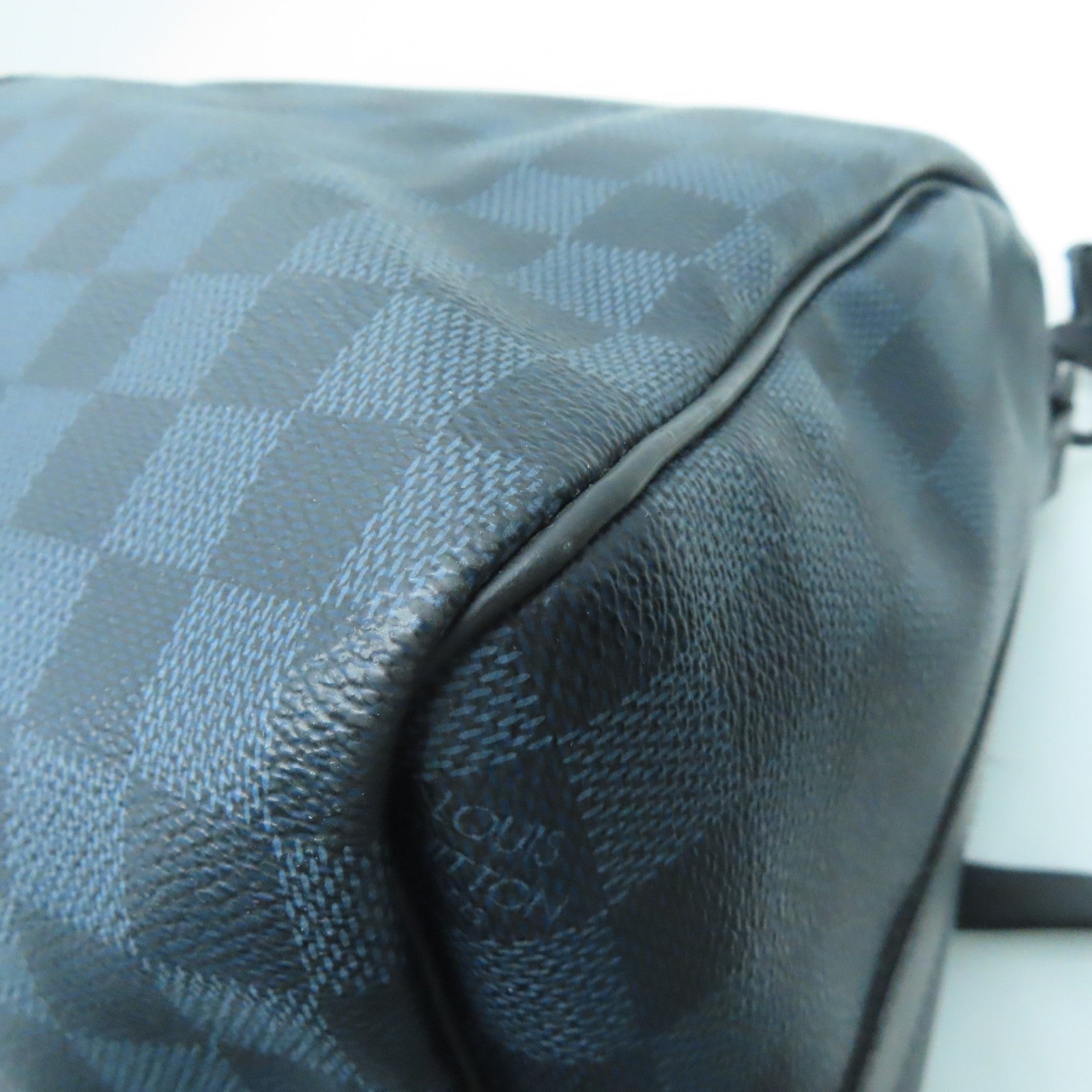 LOUIS VUITTON Damier Keepall A De Bandelier 45波士顿包黑色蓝色