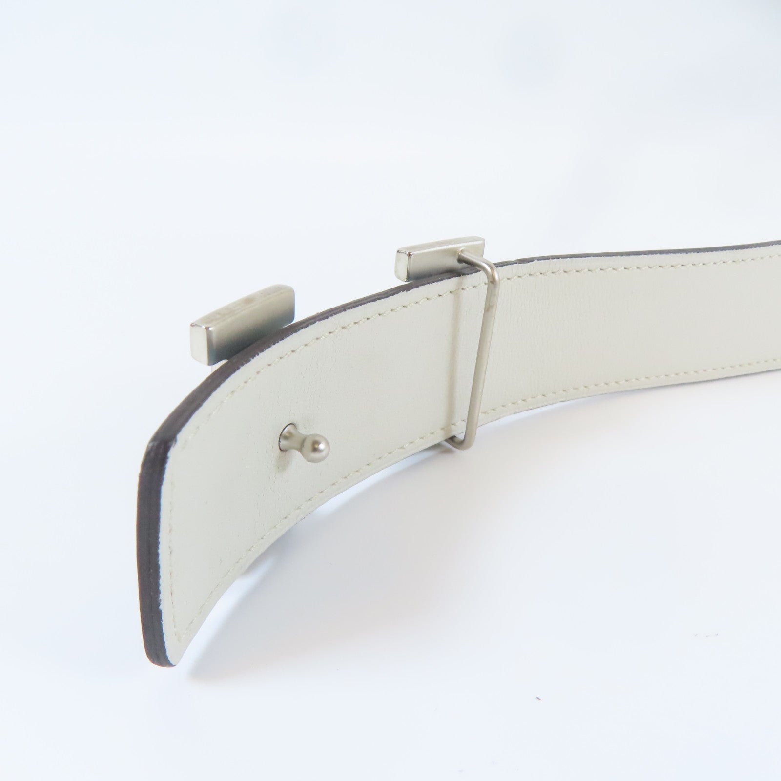 HERMES Epsom皮革H Belt銀扣皮帶藍色/白色