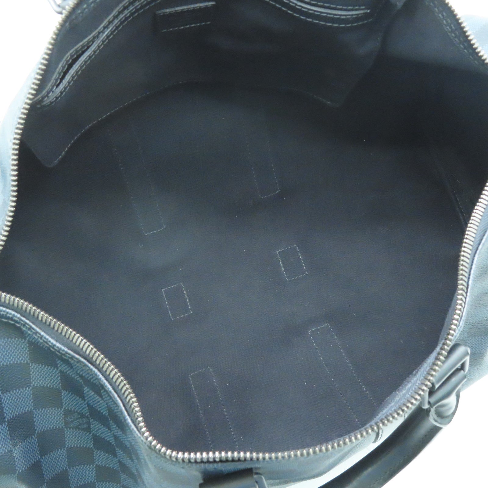 LOUIS VUITTON Damier Keepall A De Bandelier 45波士顿包黑色蓝色