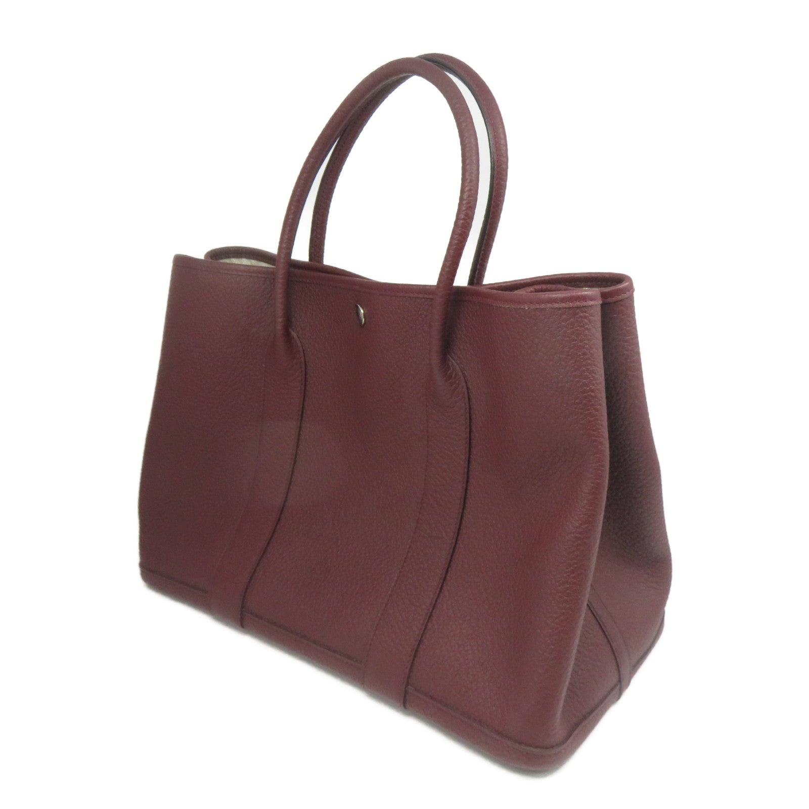 HERMES Negonda皮革Garden Party PM銀扣手挽袋酒紅色