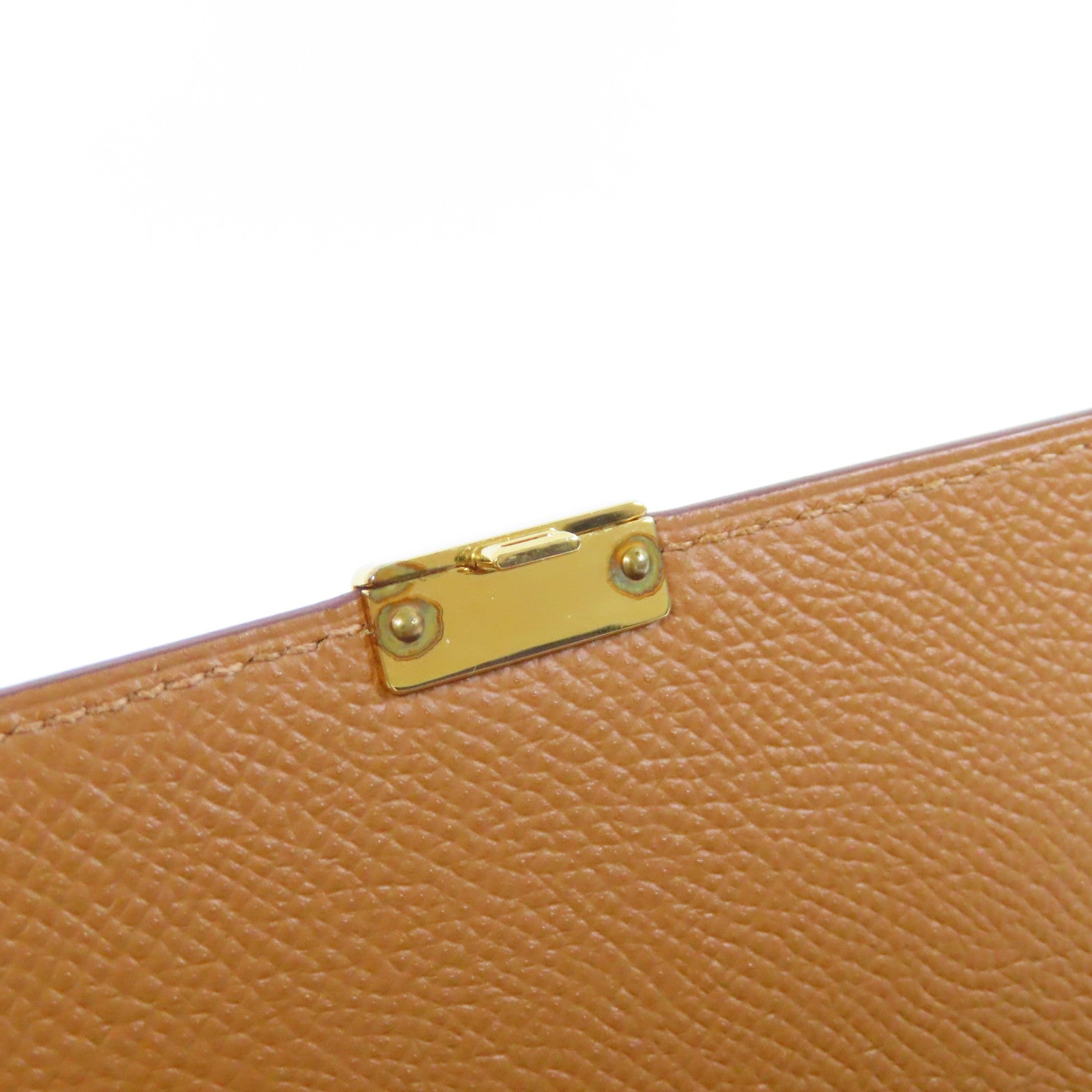 HERMES Epsom皮革Clic 16金扣肩背袋Gold經典駝色
