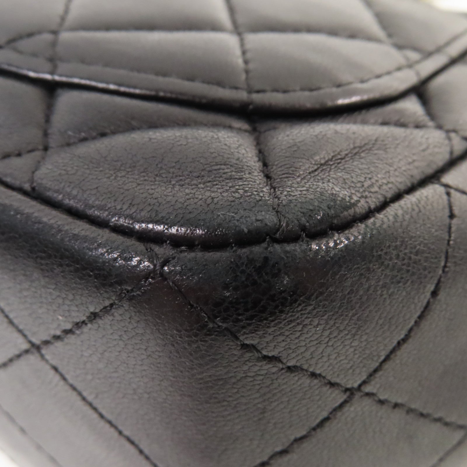 CHANEL 菱格羊皮皮革Chain Shoulder Bag金扣鏈帶肩背袋黑色