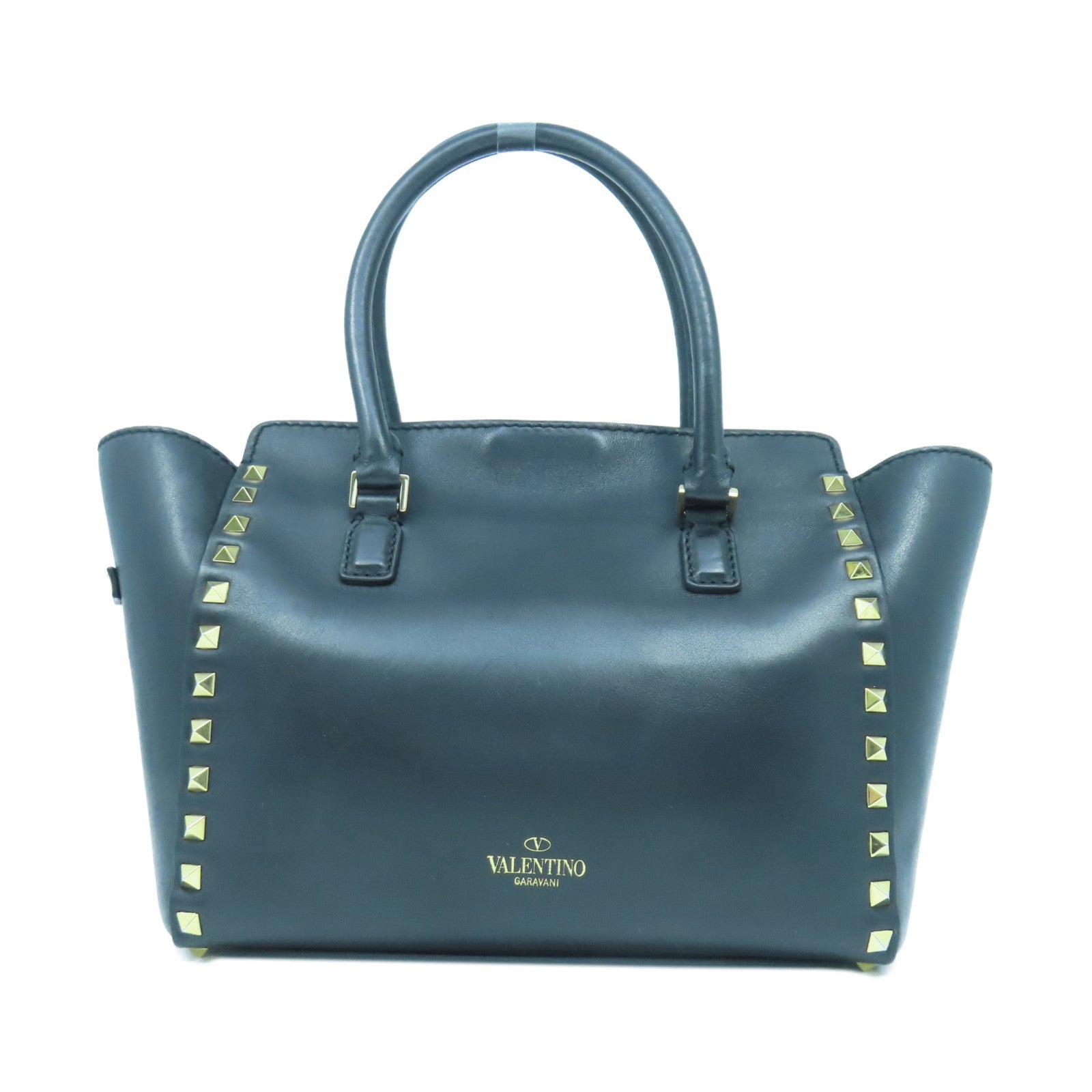 Valentino 牛皮皮革Shoulder Bag金扣手挽肩背兩用袋黑色