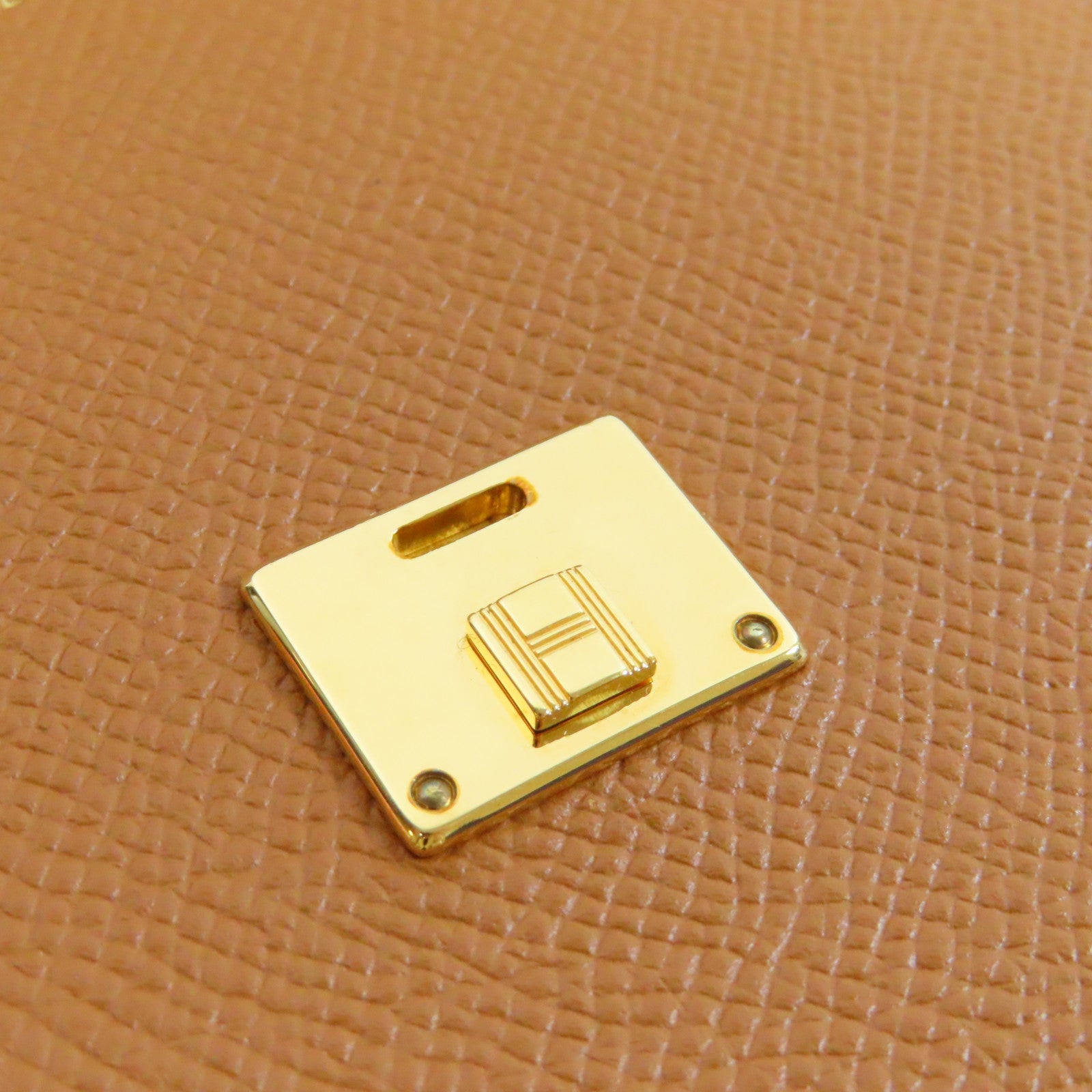 HERMES Epsom皮革Clic 16金扣肩背袋Gold經典駝色