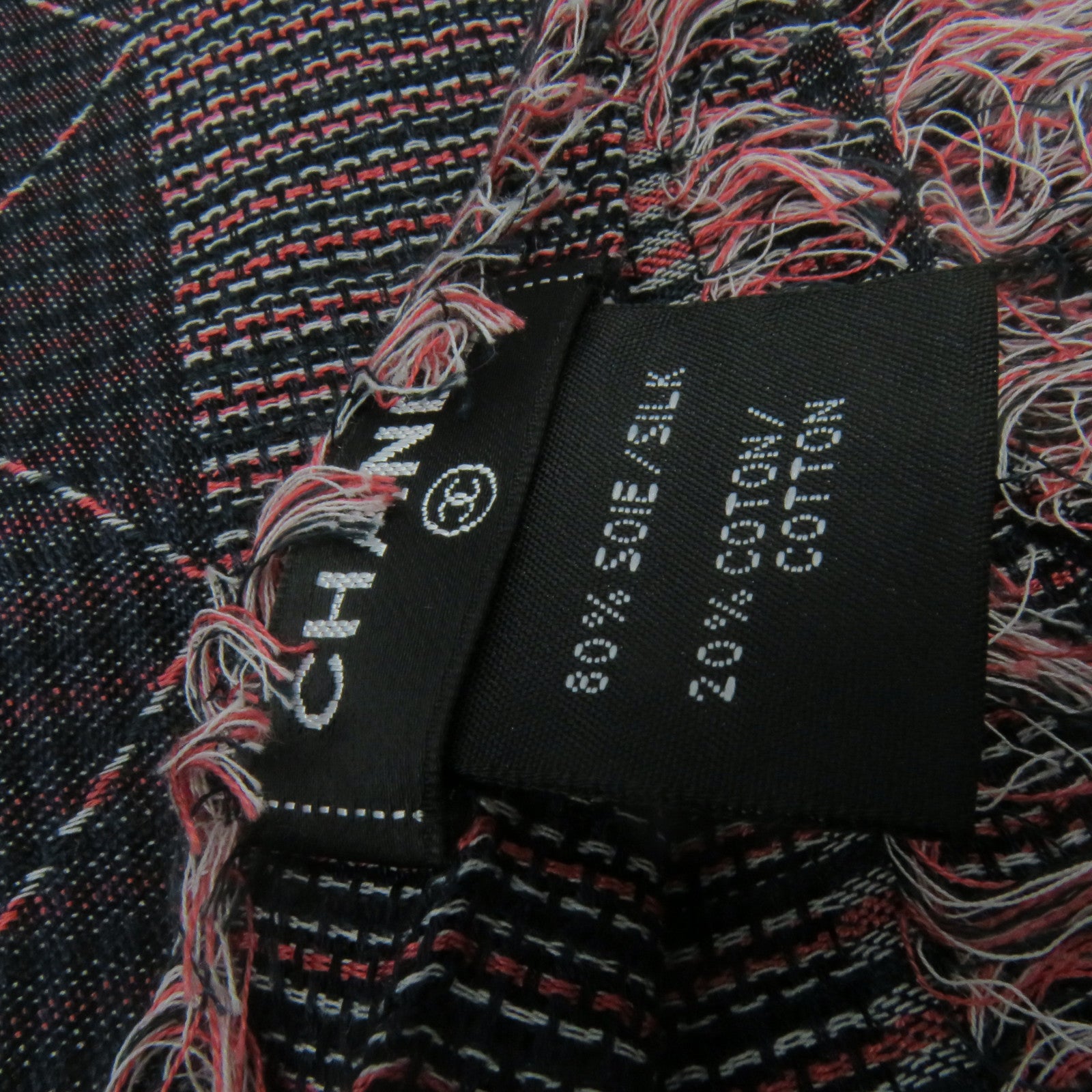 CHANEL 絲質/棉質Scarf絲巾紅色/黑色