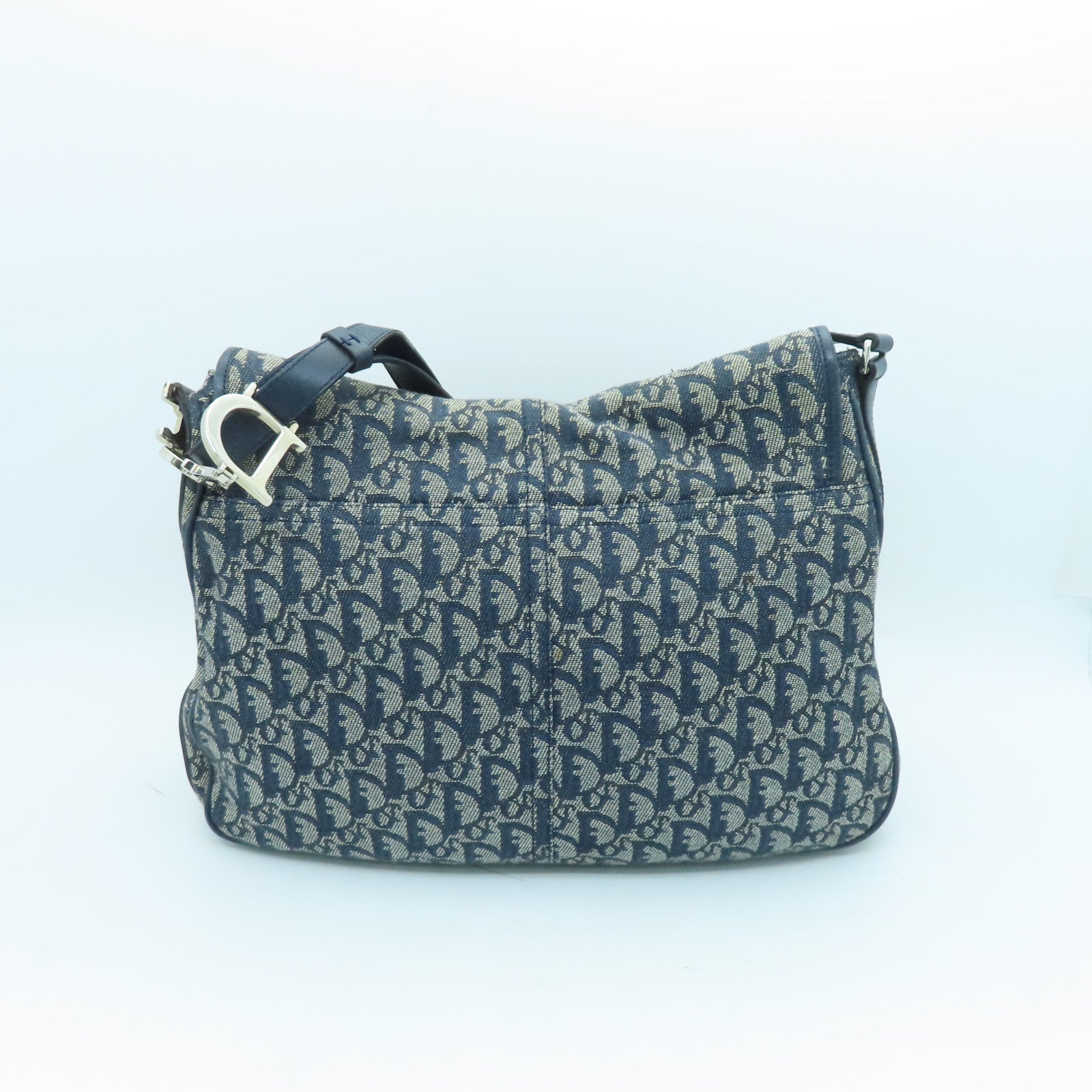 Dior canvas Shoulder Bag silver buckle shoulder bag blue