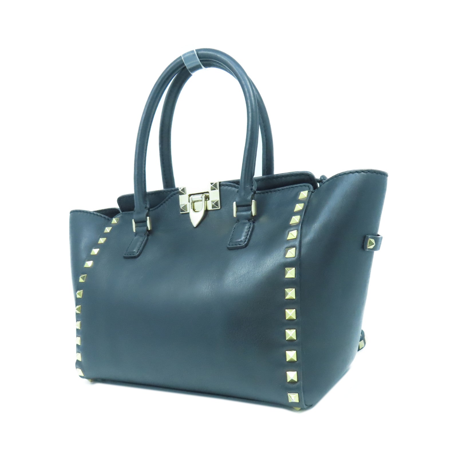Valentino 牛皮皮革Shoulder Bag金扣手挽肩背兩用袋黑色