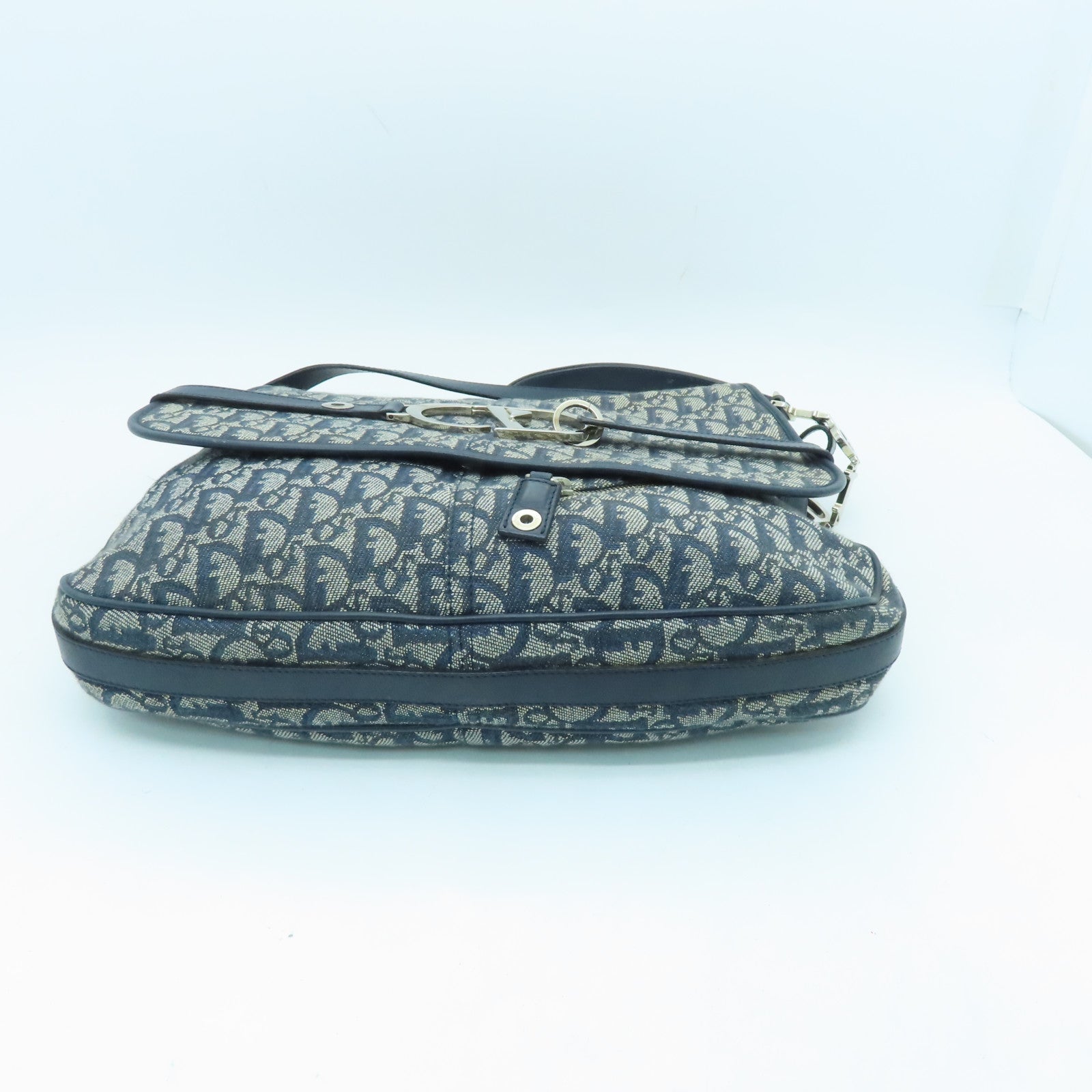 Dior canvas Shoulder Bag silver buckle shoulder bag blue