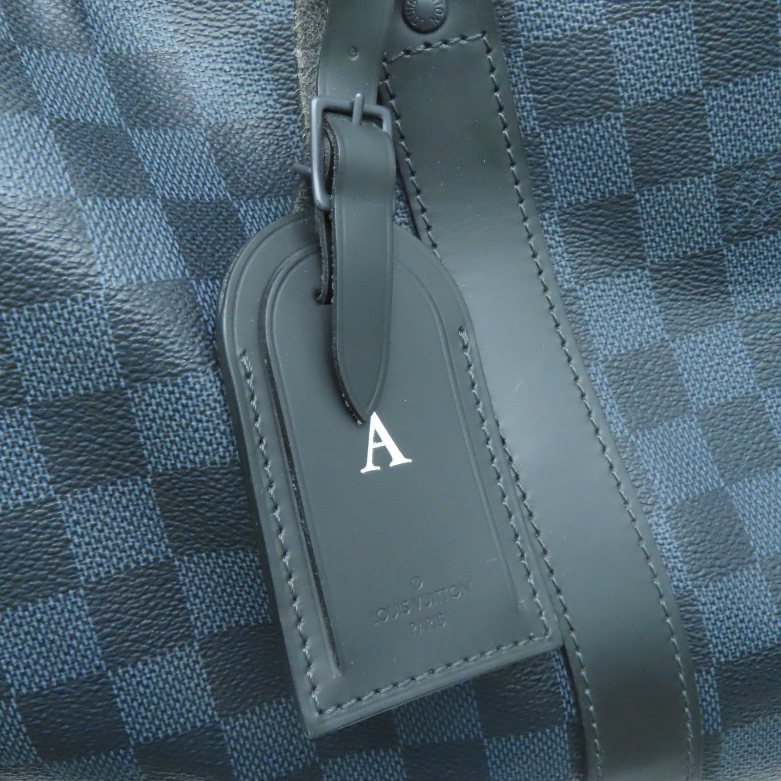 LOUIS VUITTON Damier Keepall A De Bandelier 45波士顿包黑色蓝色