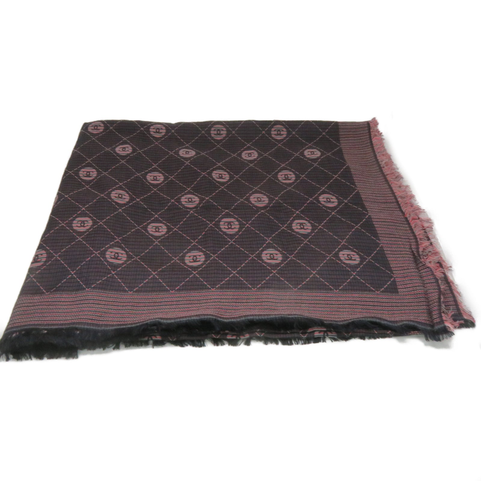 CHANEL 絲質/棉質Scarf絲巾紅色/黑色