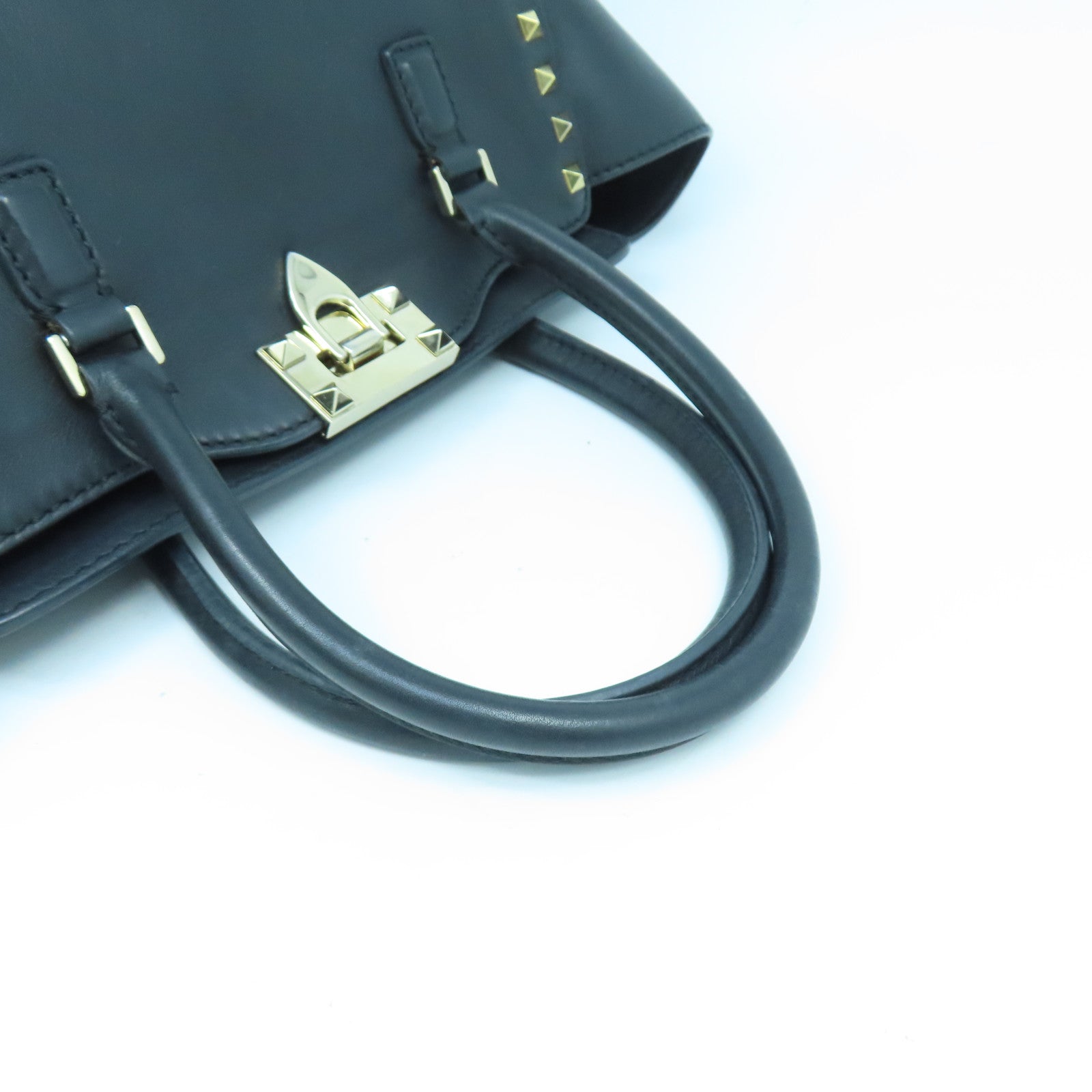 Valentino 牛皮皮革Shoulder Bag金扣手挽肩背兩用袋黑色