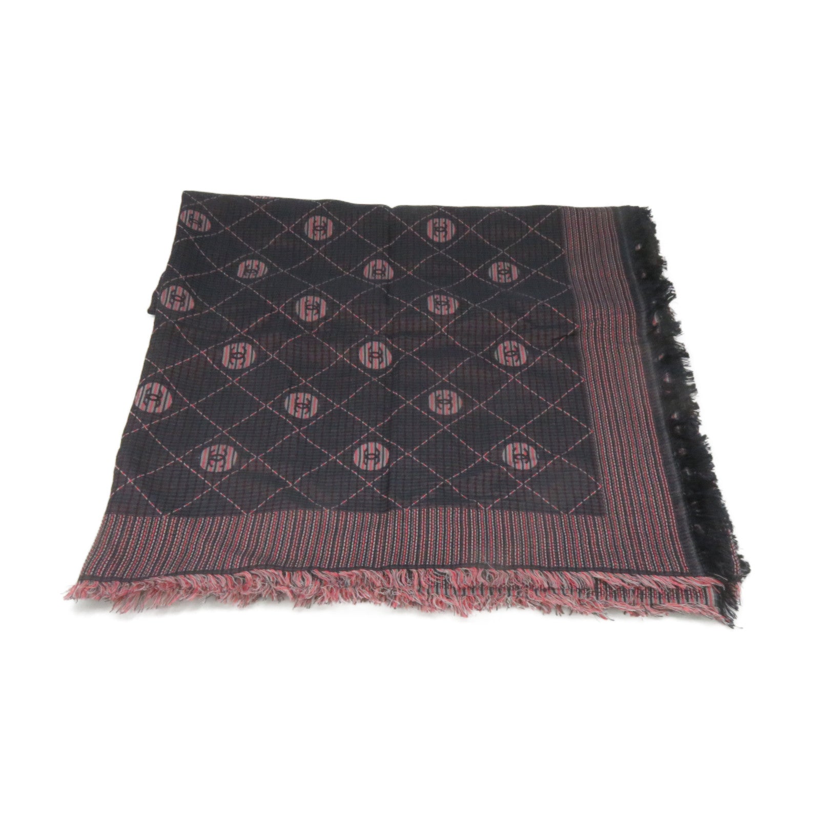 CHANEL 絲質/棉質Scarf絲巾紅色/黑色