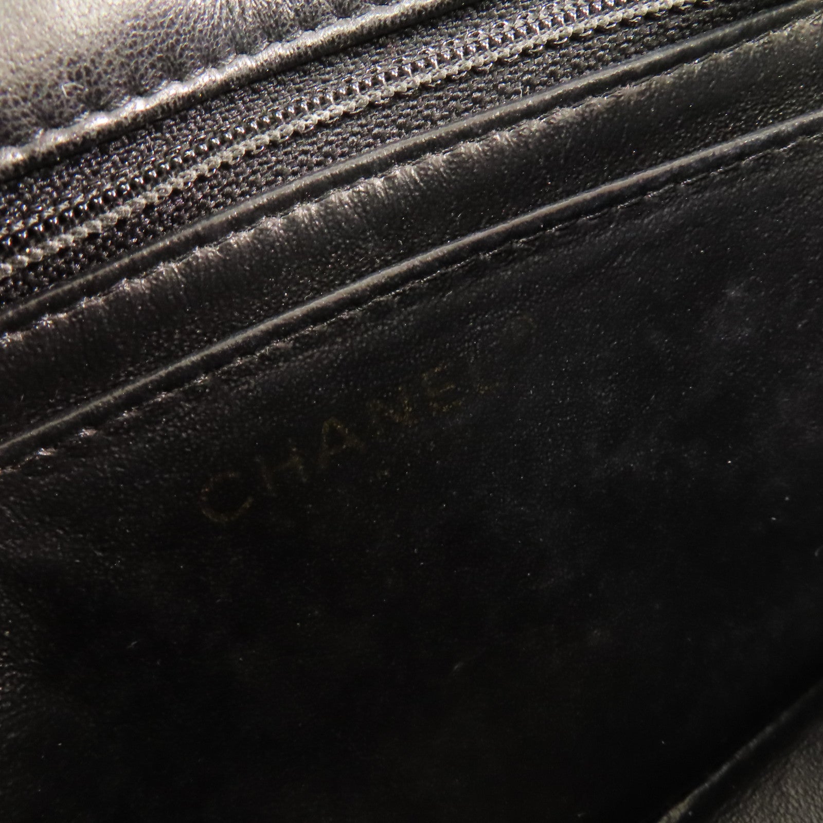 CHANEL 菱格羊皮皮革Chain Shoulder Bag金扣鏈帶肩背袋黑色