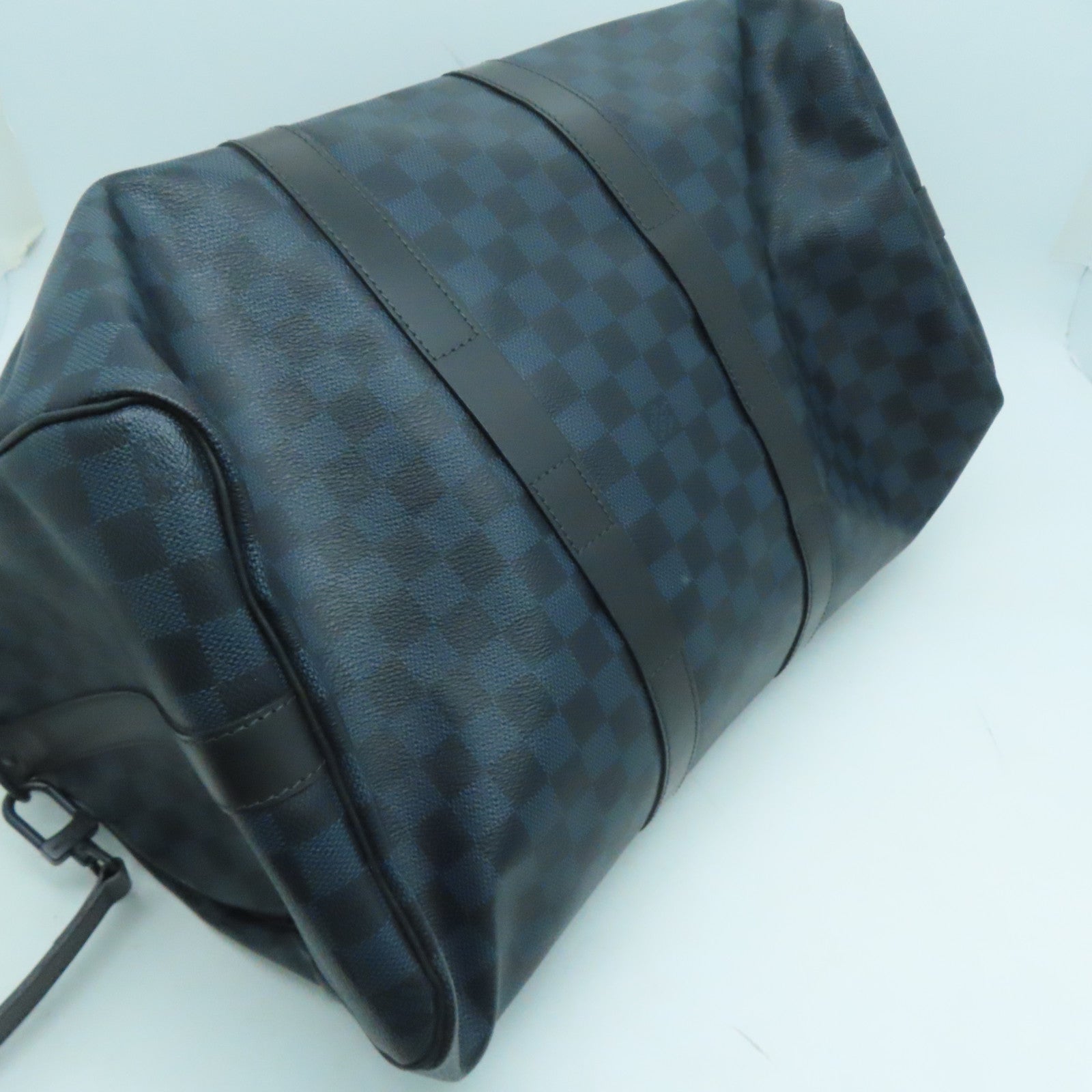 LOUIS VUITTON Damier Keepall A De Bandelier 45波士顿包黑色蓝色