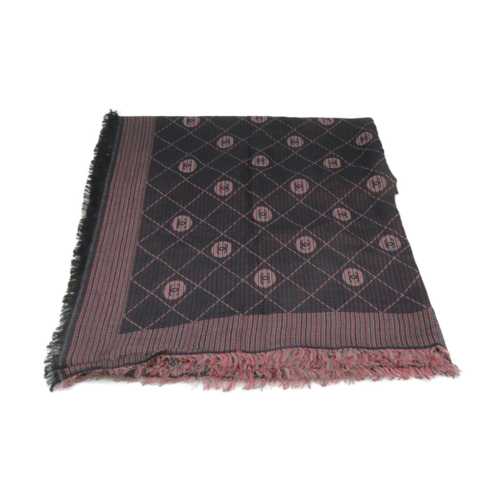 CHANEL 絲質/棉質Scarf絲巾紅色/黑色