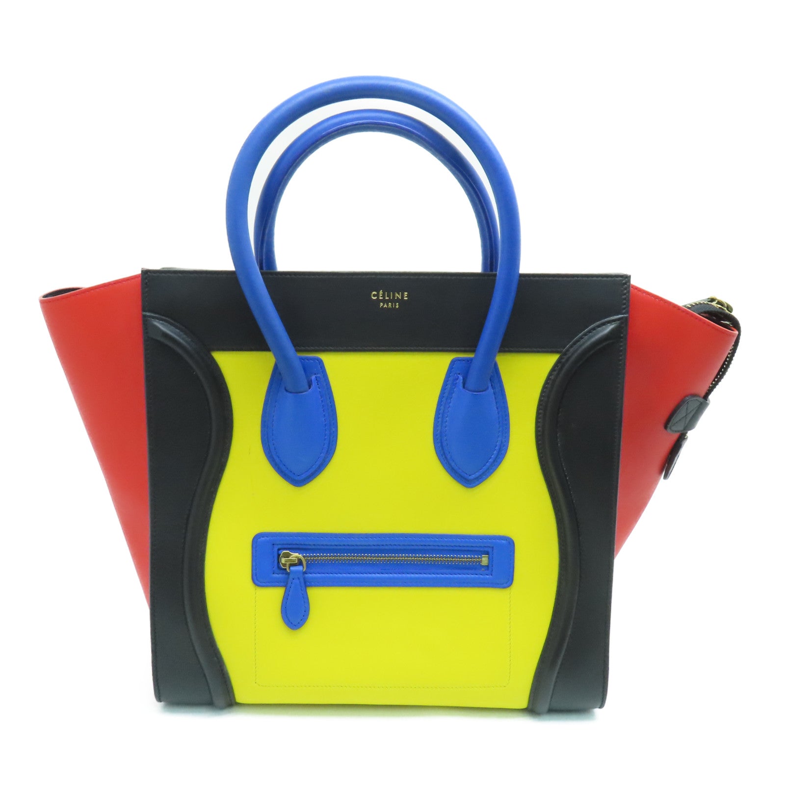 CELINE 牛皮皮革Mini Luggage手挽袋金扣彩色