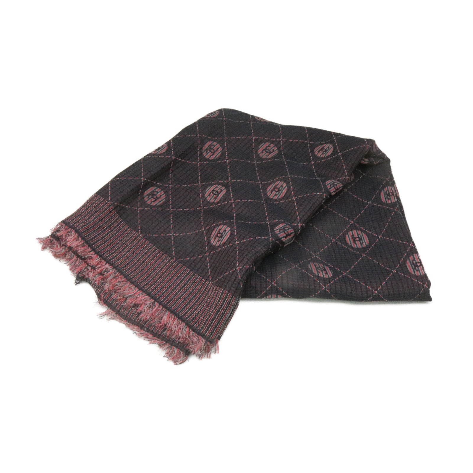 CHANEL 絲質/棉質Scarf絲巾紅色/黑色
