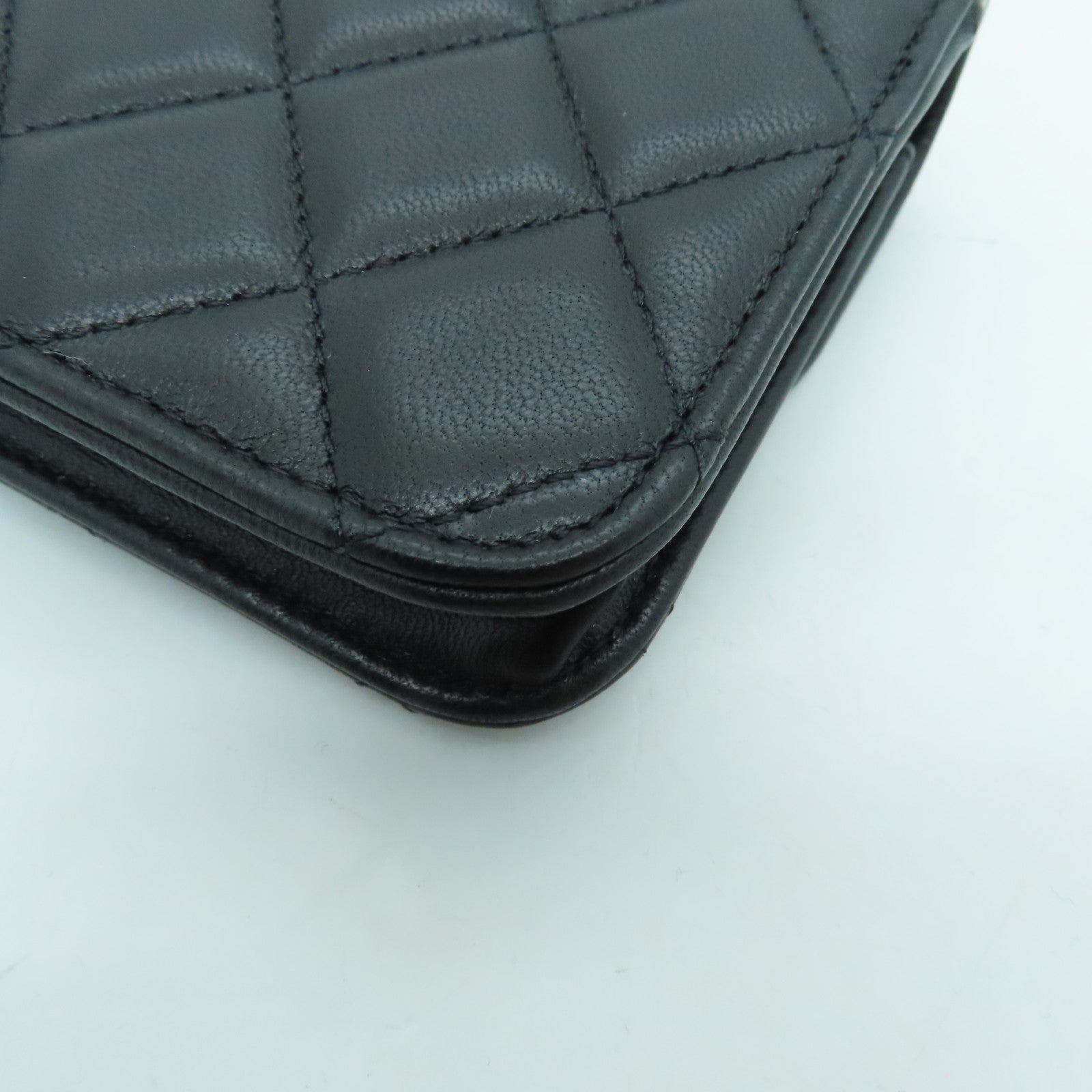 CHANEL 羊皮皮革Flap Coin Purse With Chain金扣鏈帶肩背袋黑色