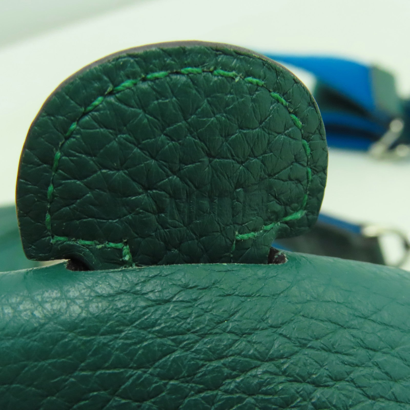 HERMES Clemence皮革Evelyne PM銀扣肩背袋Malachite綠色