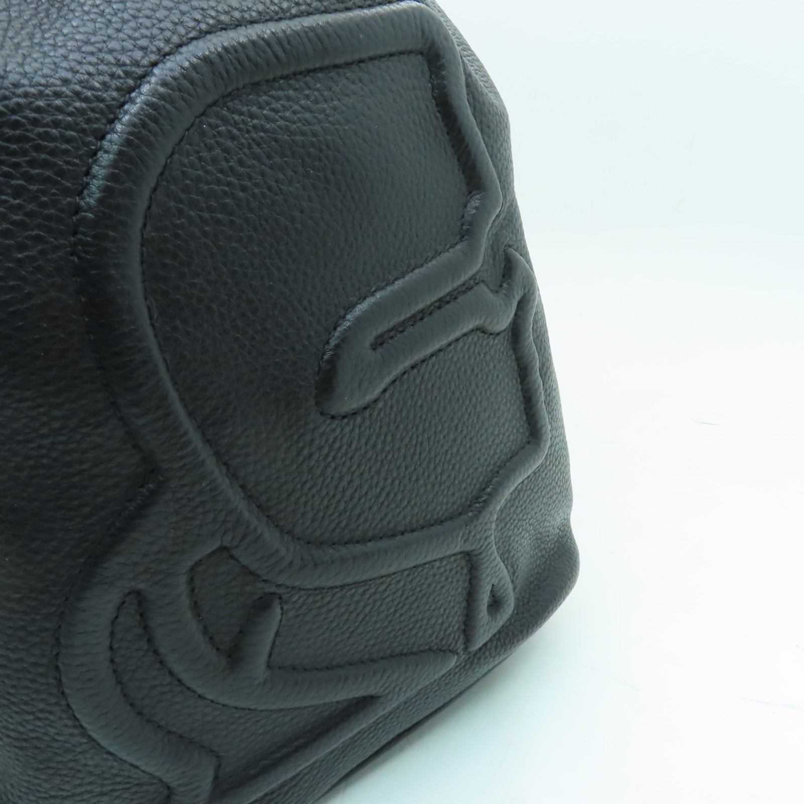 KARL LAGERFELD 牛皮皮革Bucket Bag鏈帶肩背袋黑色