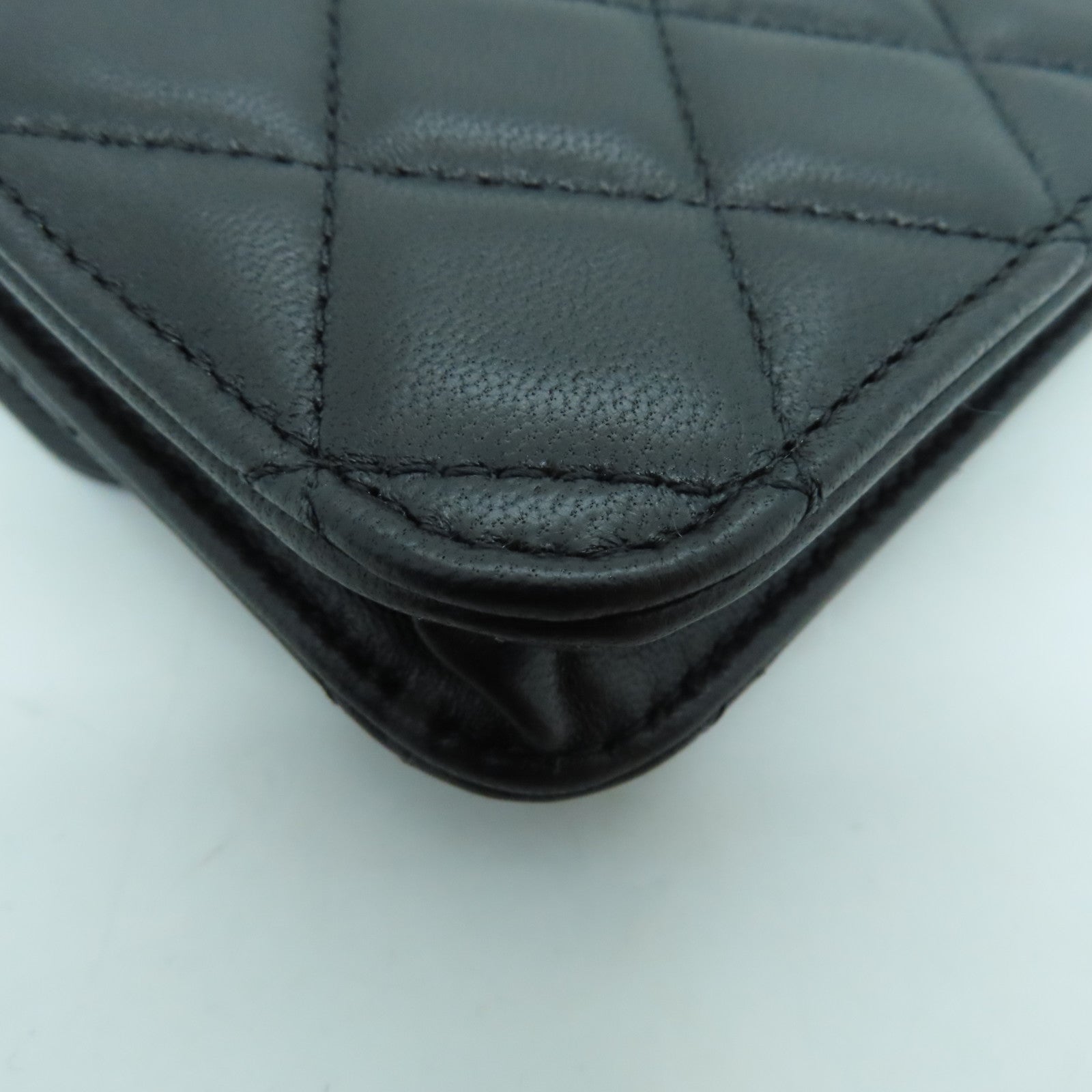CHANEL 羊皮皮革Flap Coin Purse With Chain金扣鏈帶肩背袋黑色