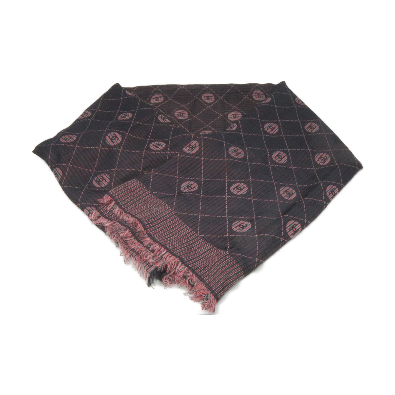 CHANEL 絲質/棉質Scarf絲巾紅色/黑色
