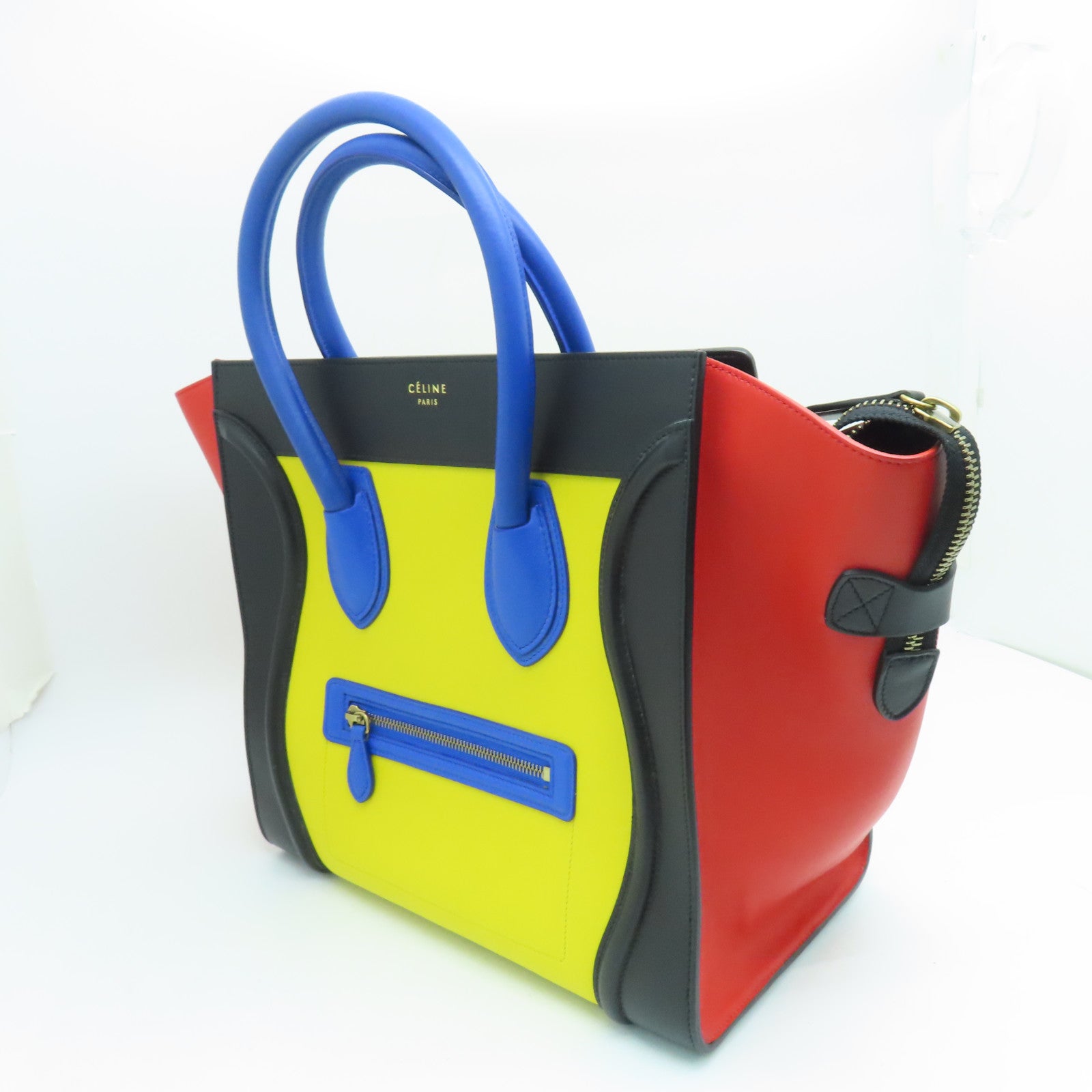 CELINE 牛皮皮革Mini Luggage手挽袋金扣彩色