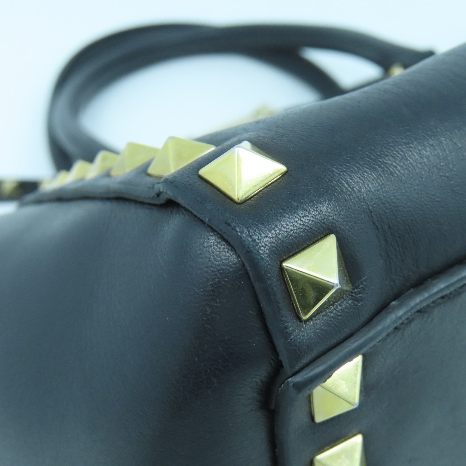 Valentino 牛皮皮革Shoulder Bag金扣手挽肩背兩用袋黑色