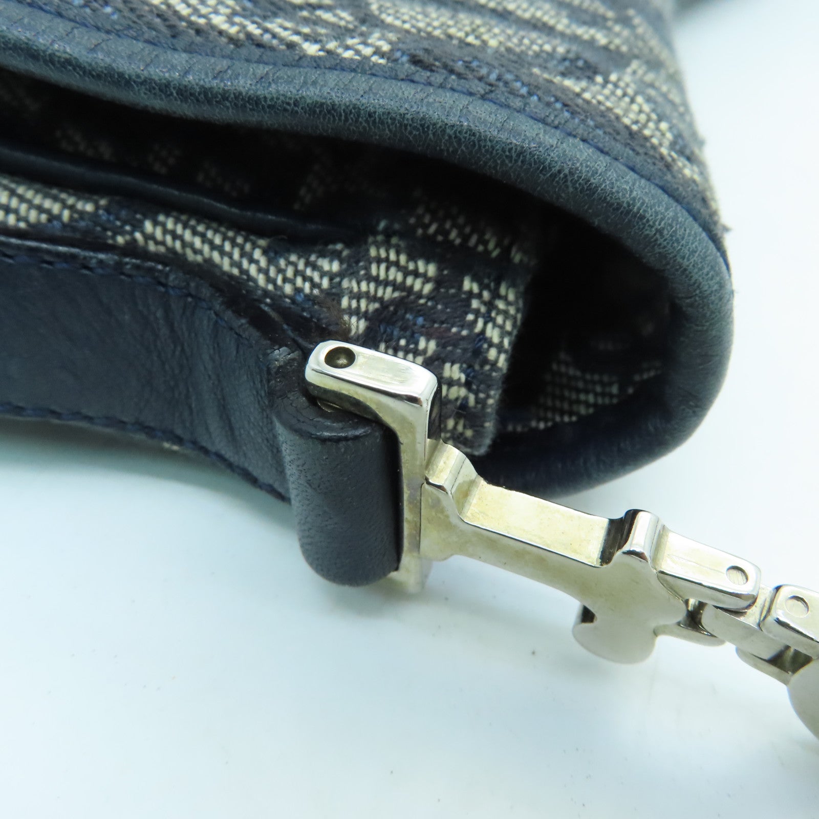 Dior canvas Shoulder Bag silver buckle shoulder bag blue