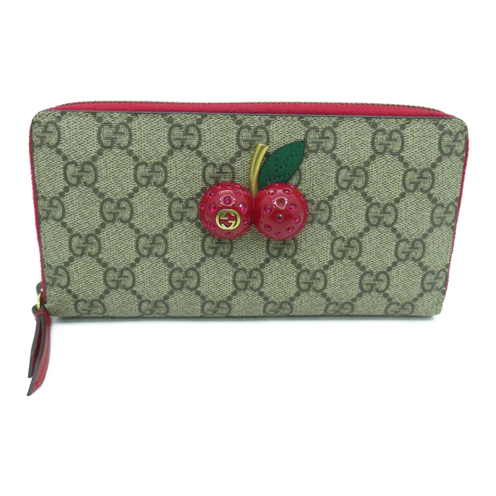 GUCCI 涂层帆布Long Wallet长钱包米色/红色