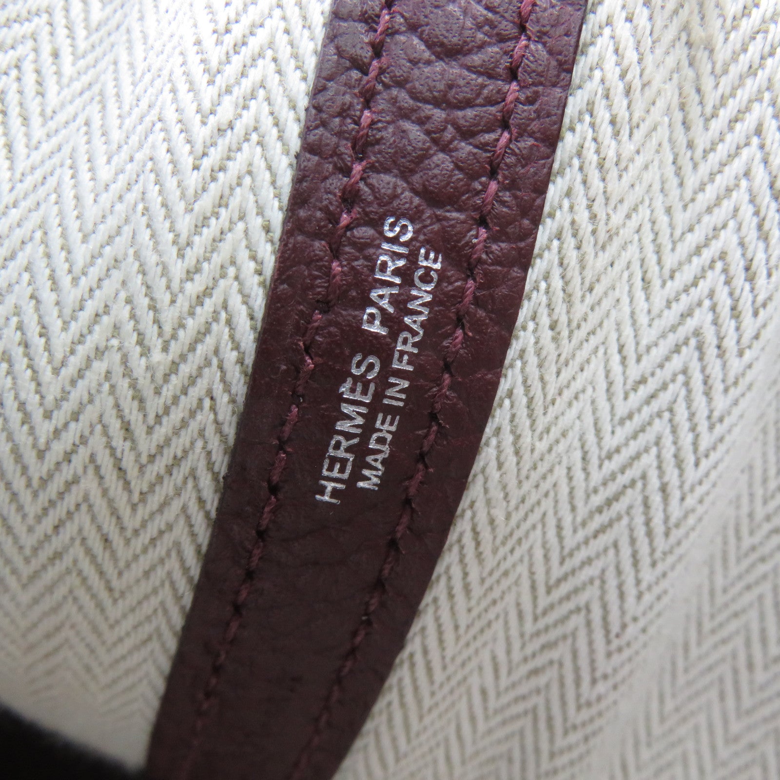 HERMES Negonda皮革Garden Party PM銀扣手挽袋酒紅色