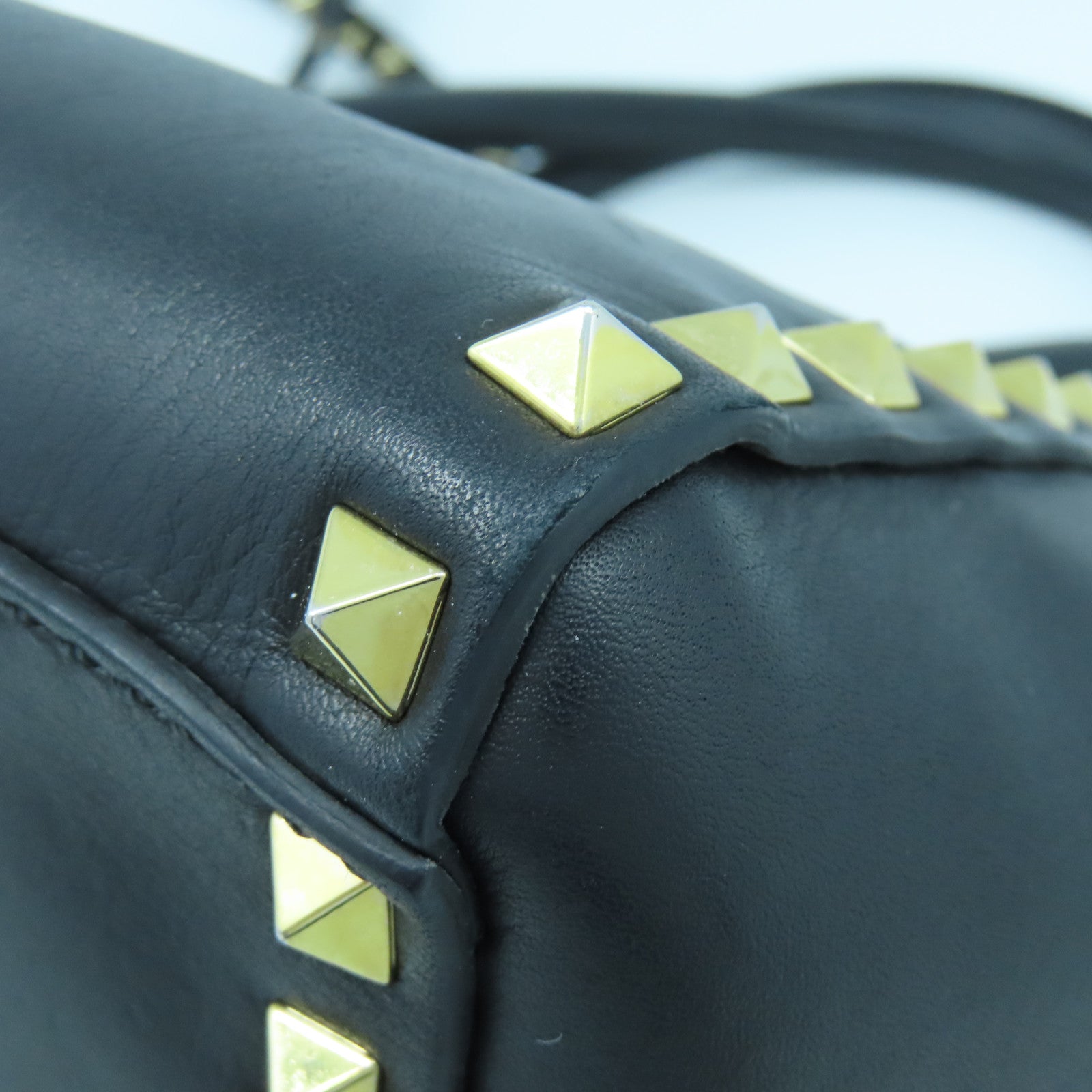 Valentino 牛皮皮革Shoulder Bag金扣手挽肩背兩用袋黑色