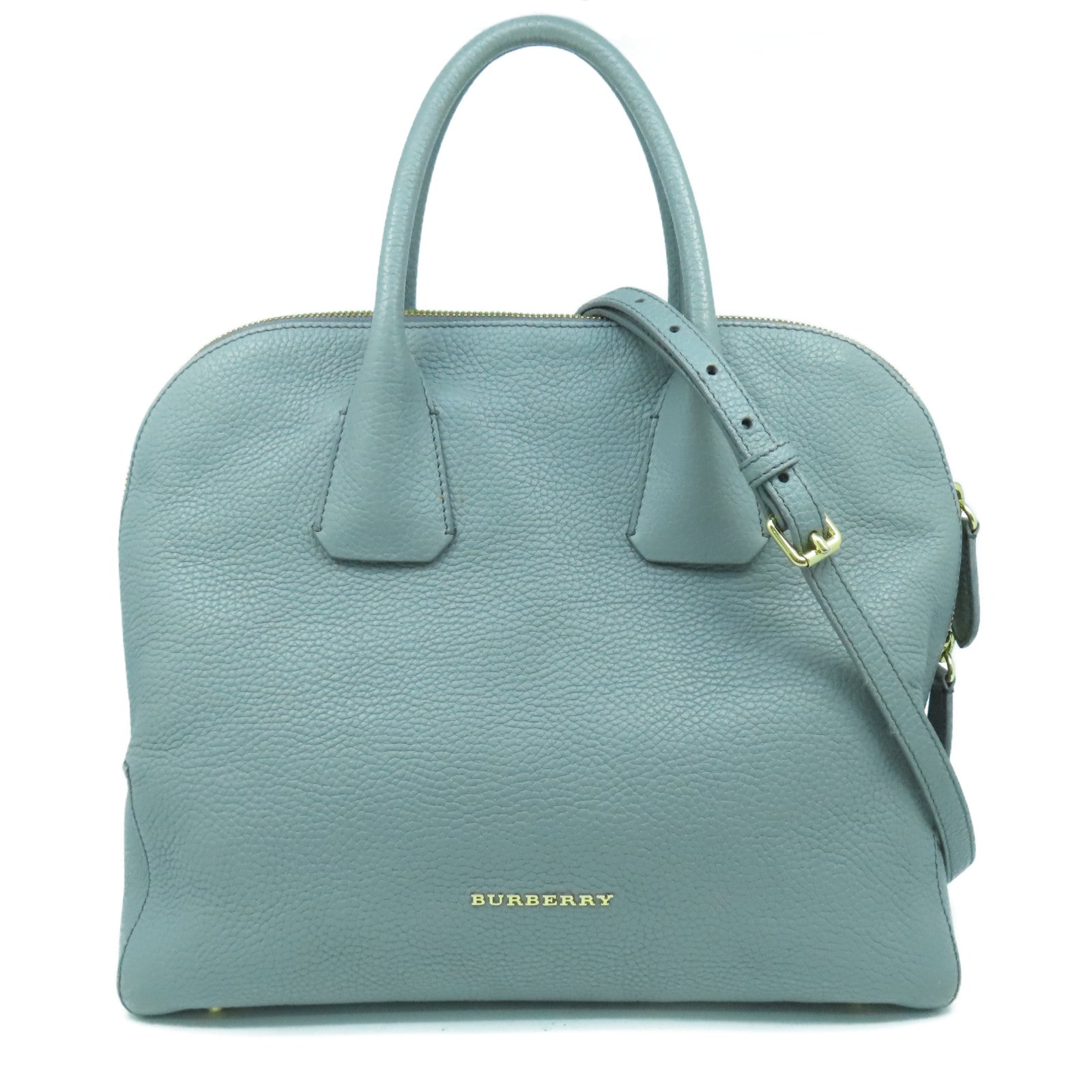 BURBERRY 牛皮皮革2 Way Shoulder Bag金扣手挽肩背兩用袋灰色