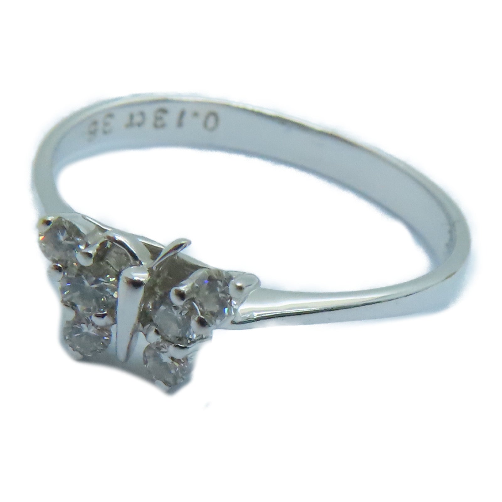JEWELRY 18K White Gold Diamond Ring 0.13ct Diamond Ring US#5.5