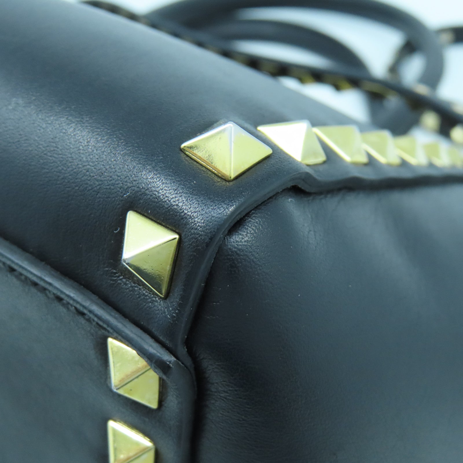Valentino 牛皮皮革Shoulder Bag金扣手挽肩背兩用袋黑色