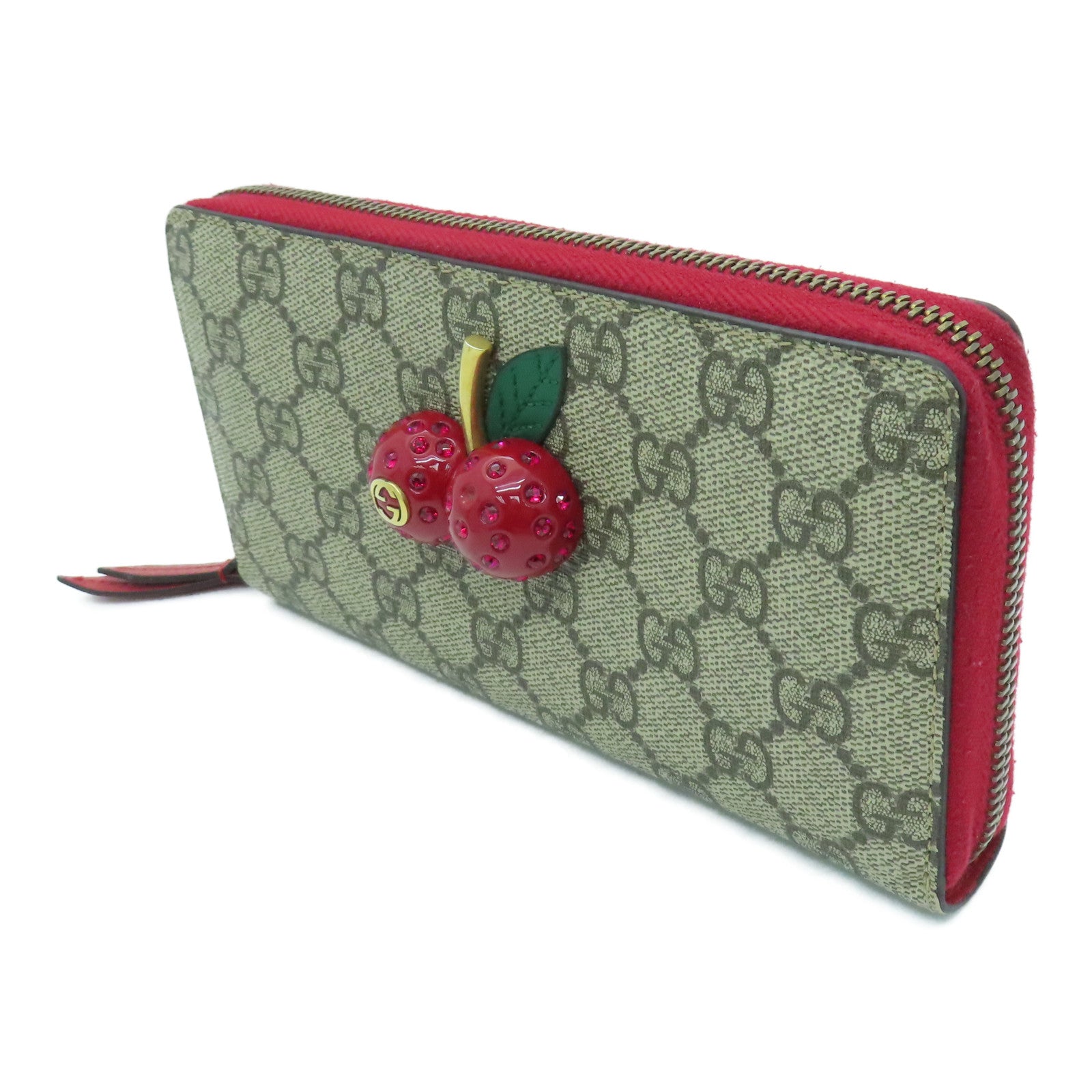 GUCCI 涂层帆布Long Wallet长钱包米色/红色