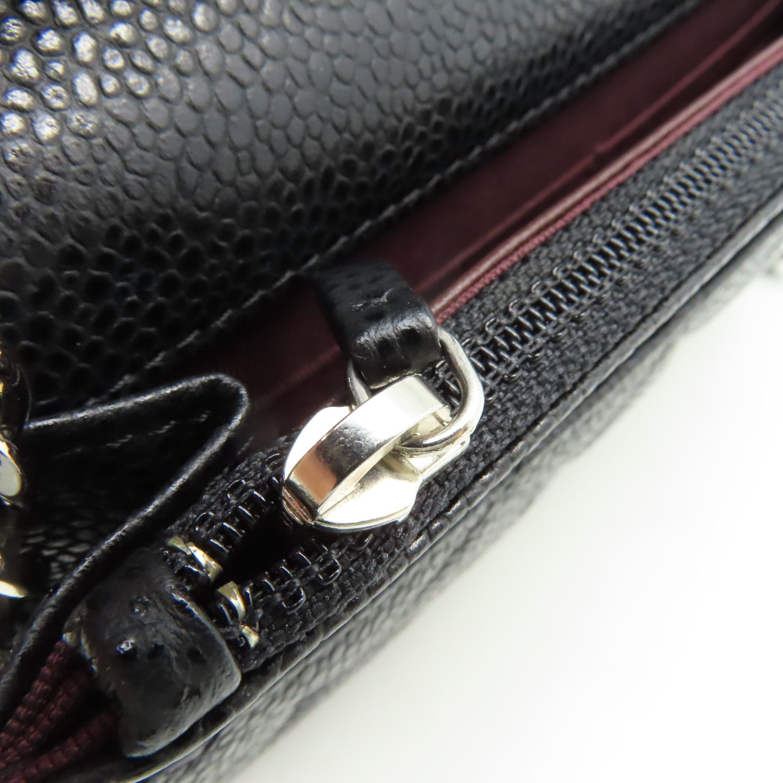 CHANEL 菱格Caviar皮革Wallet On Chain Shoulder Bag銀扣鏈帶肩背袋黑色
