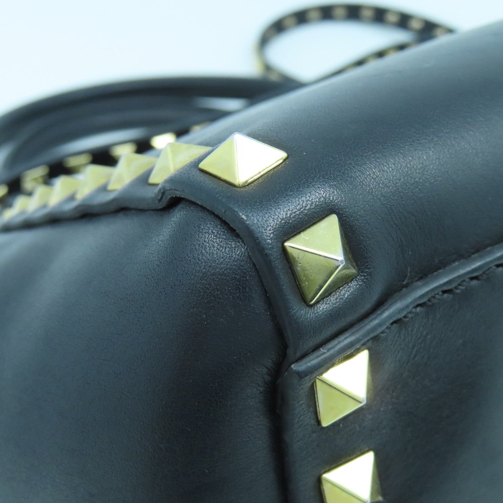 Valentino 牛皮皮革Shoulder Bag金扣手挽肩背兩用袋黑色