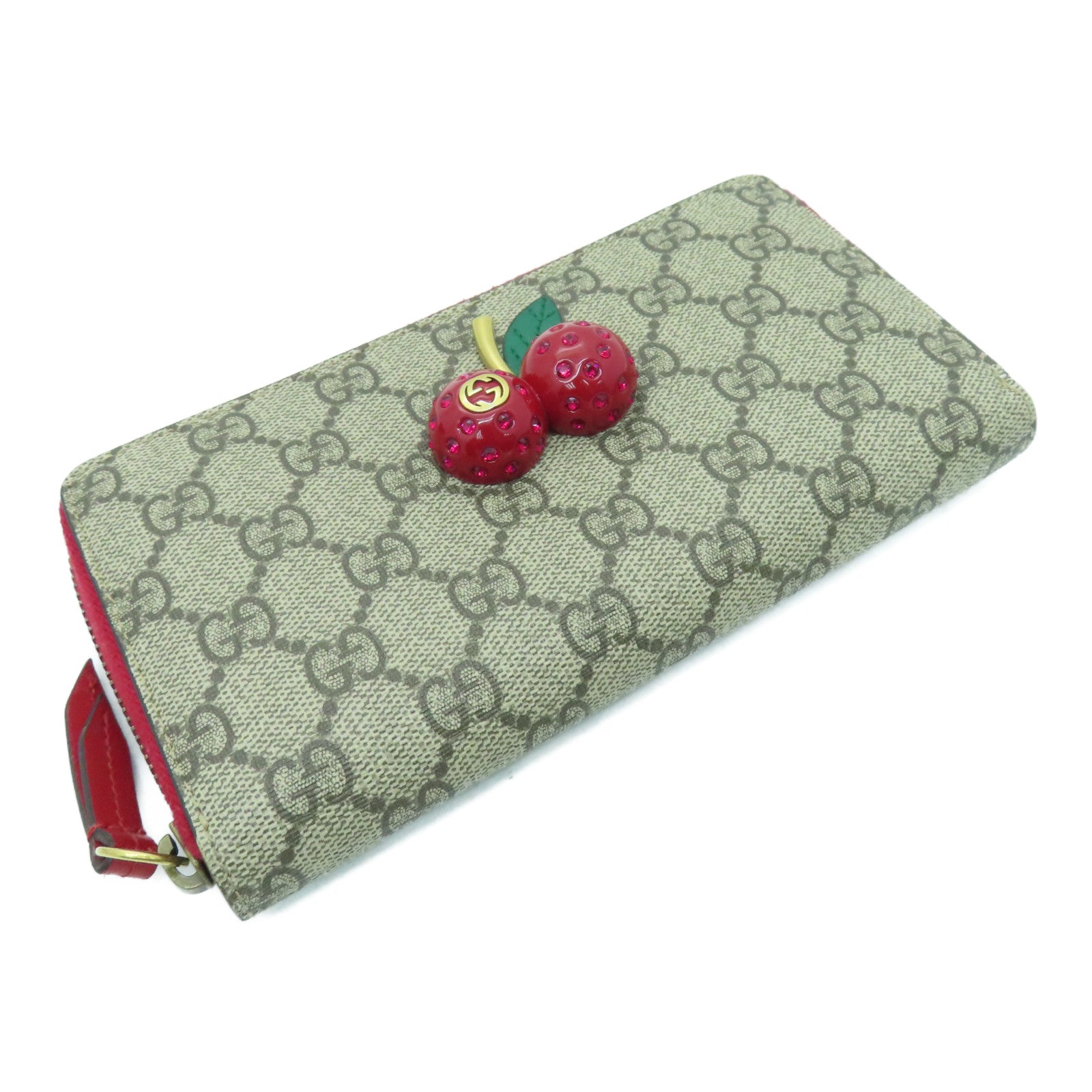 GUCCI 涂层帆布Long Wallet长钱包米色/红色