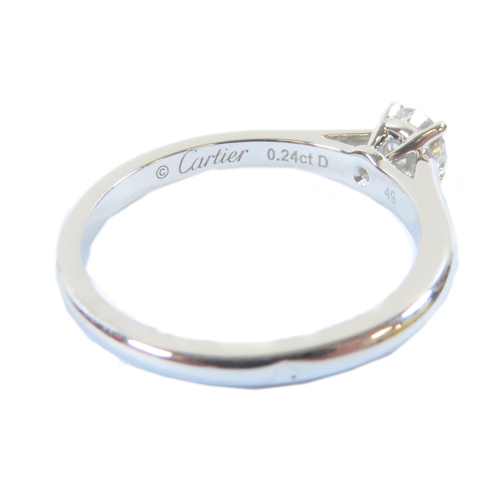 CARTIER PT950鉑金Diamond Ring 0.24ct鑽石戒指Cartier#49/US#4.75