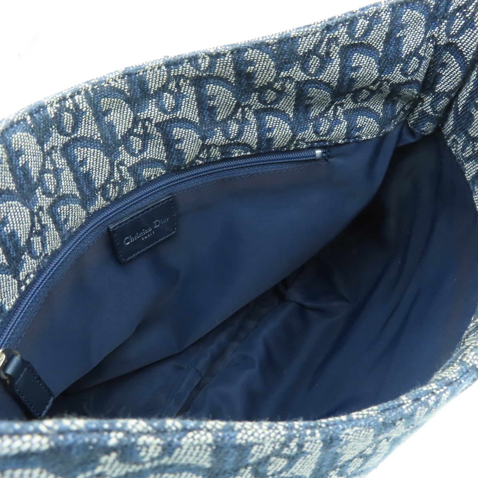 Dior canvas Shoulder Bag silver buckle shoulder bag blue