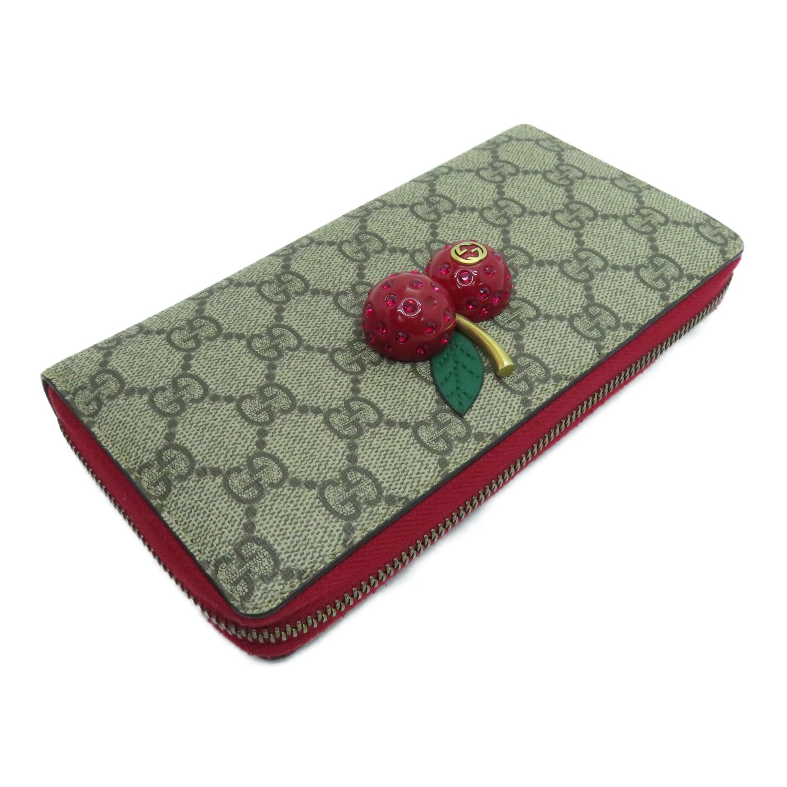 GUCCI 涂层帆布Long Wallet长钱包米色/红色