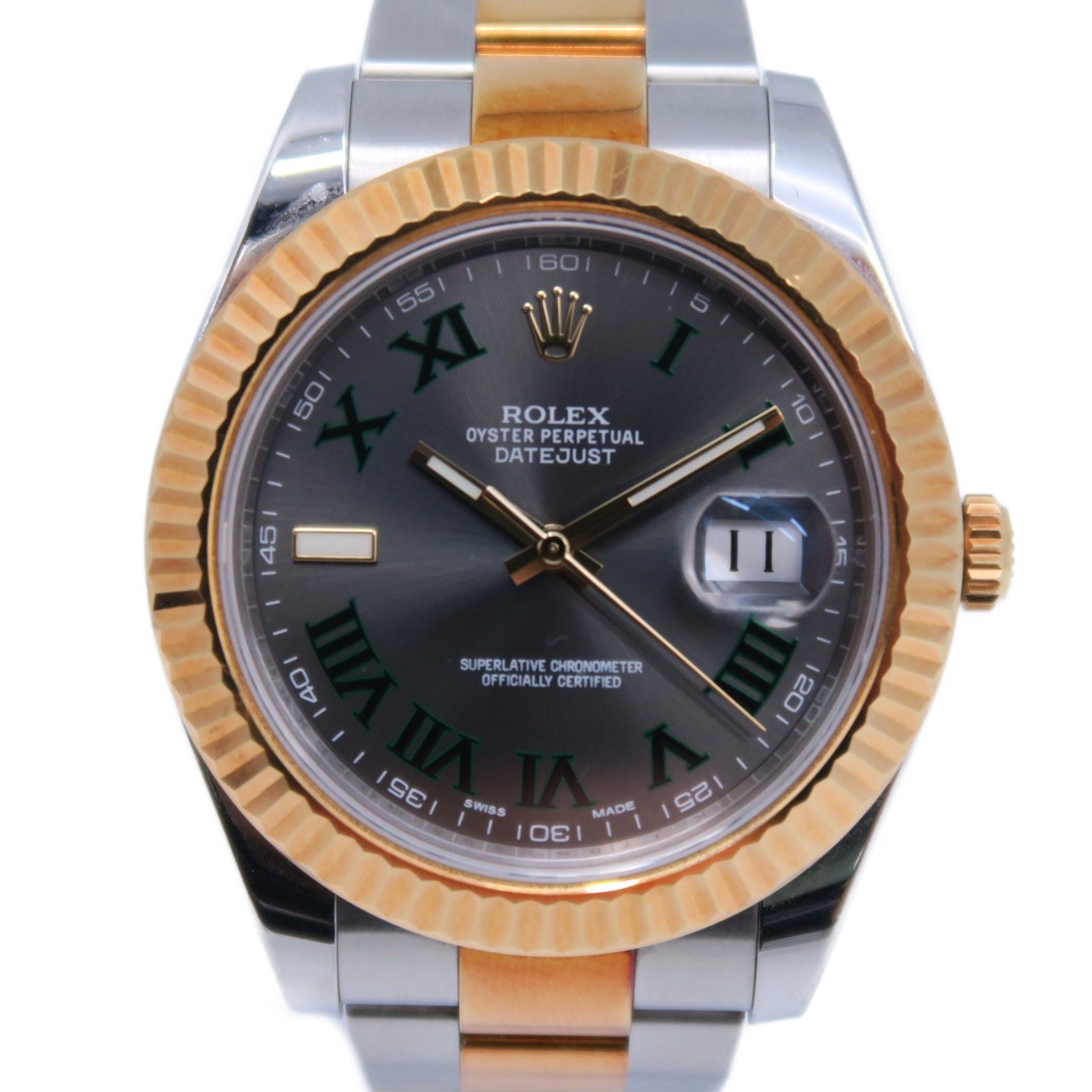 ROLEX 【激減優惠】18K黃金DatejustII 41mm不鏽鋼手錶自動機芯灰色