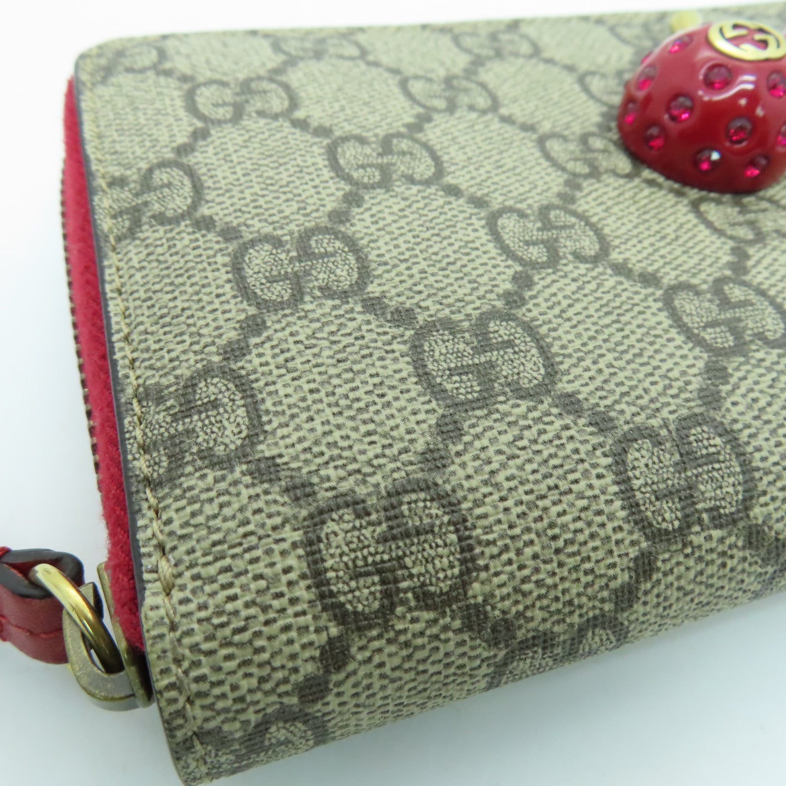 GUCCI 涂层帆布Long Wallet长钱包米色/红色