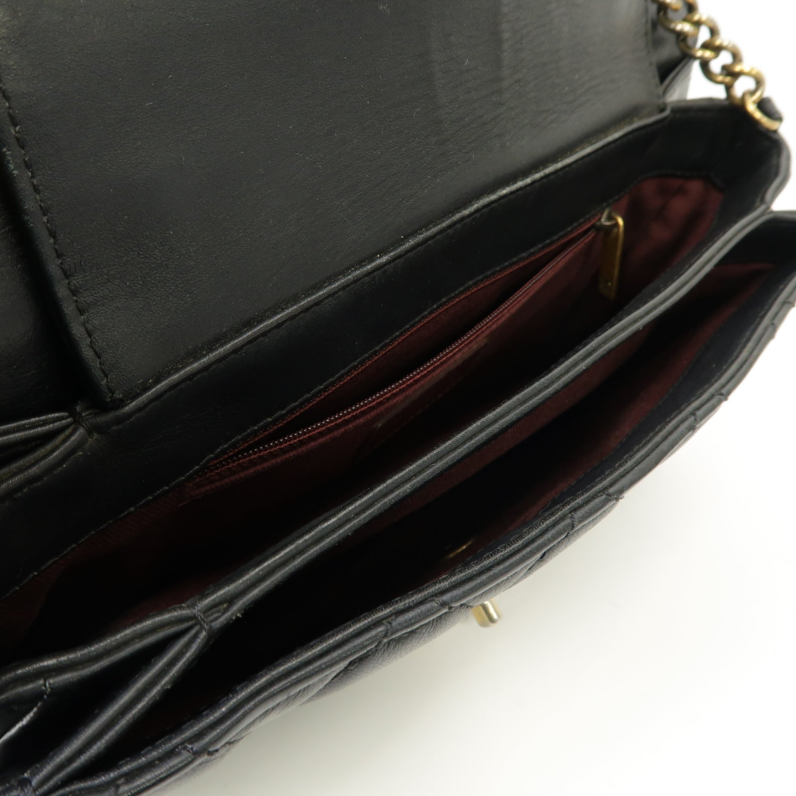 CHANEL 菱格牛皮皮革Chain Shoulder Bag金扣手挽肩背兩用袋黒色