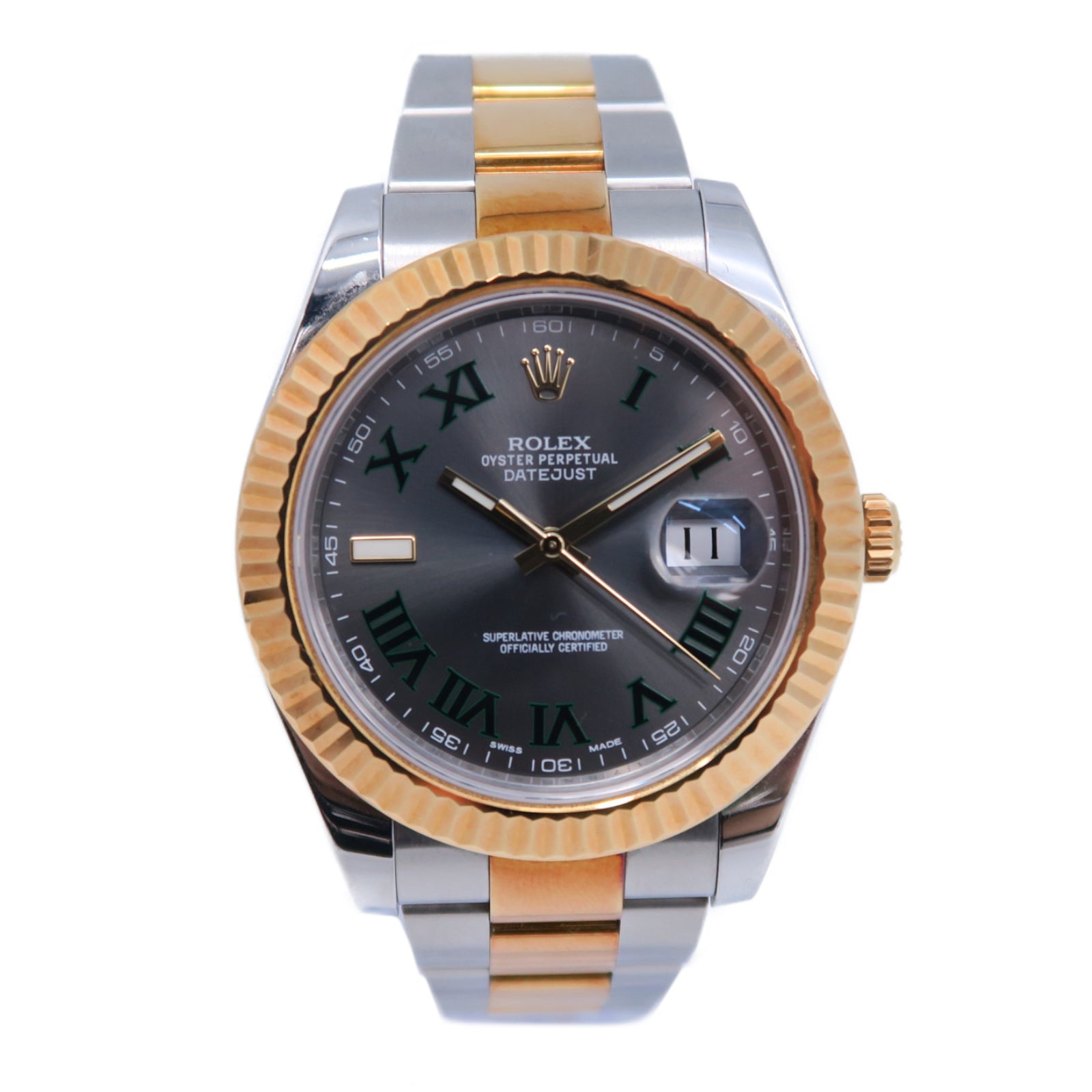 ROLEX 【激減優惠】18K黃金DatejustII 41mm不鏽鋼手錶自動機芯灰色