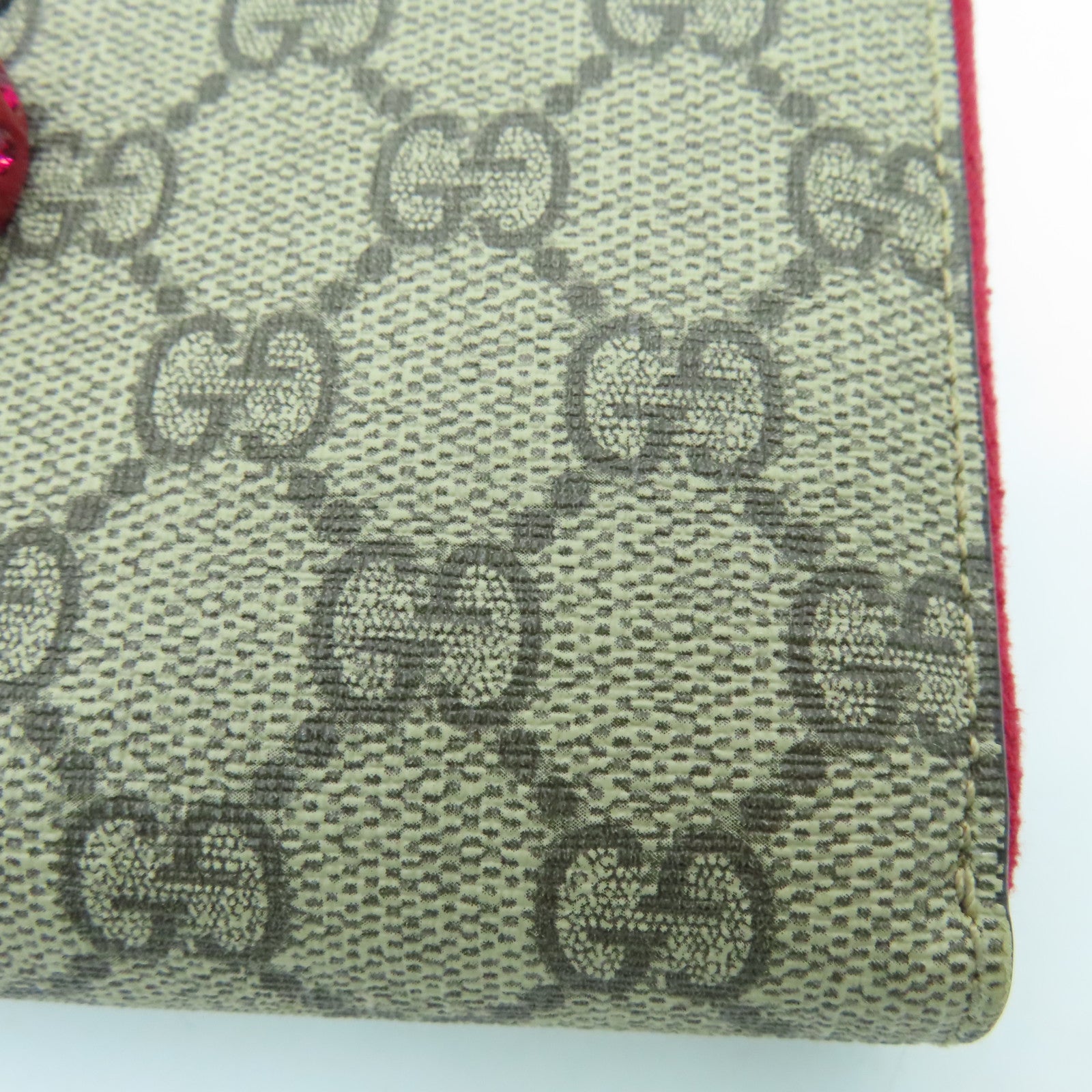 GUCCI 涂层帆布Long Wallet长钱包米色/红色