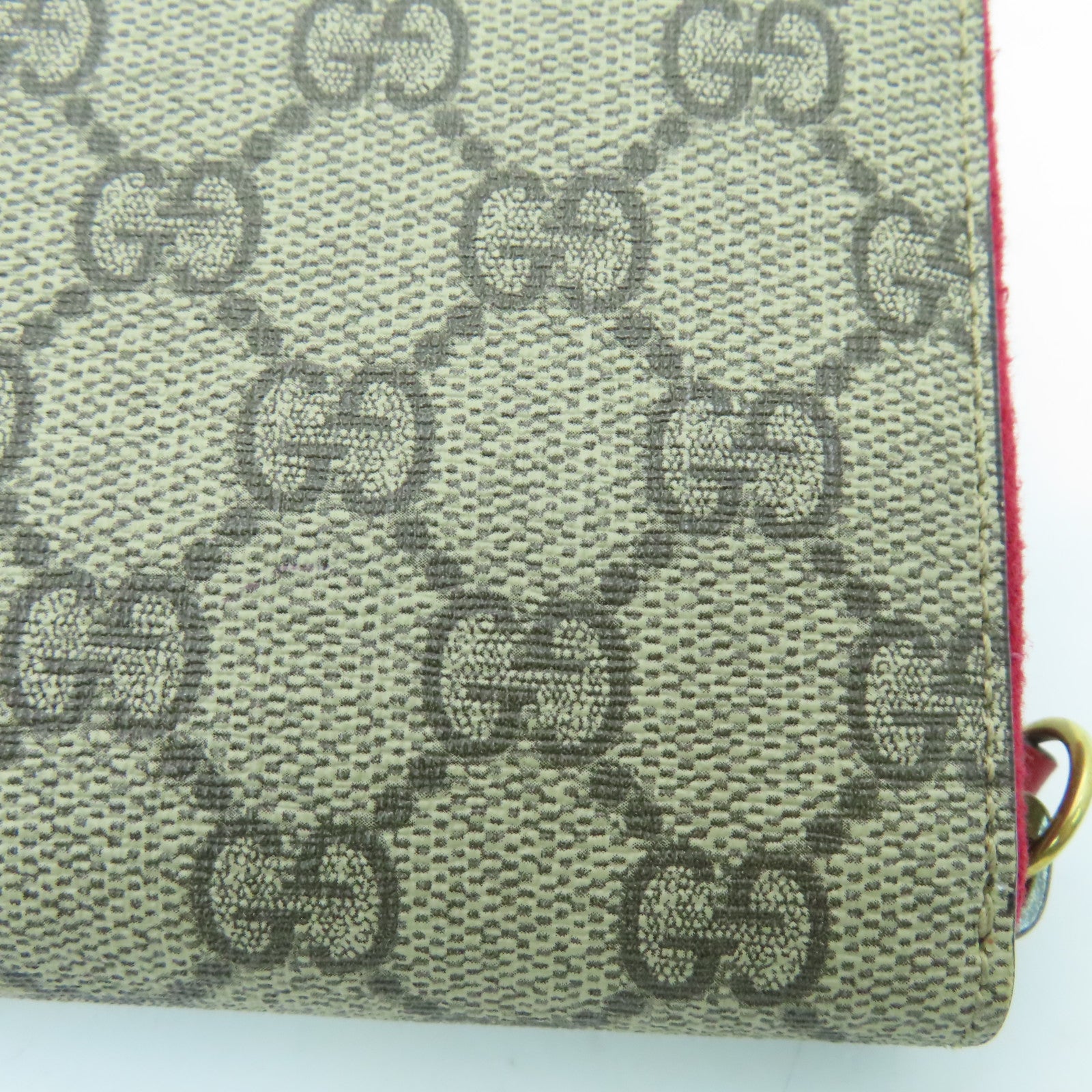 GUCCI 涂层帆布Long Wallet长钱包米色/红色